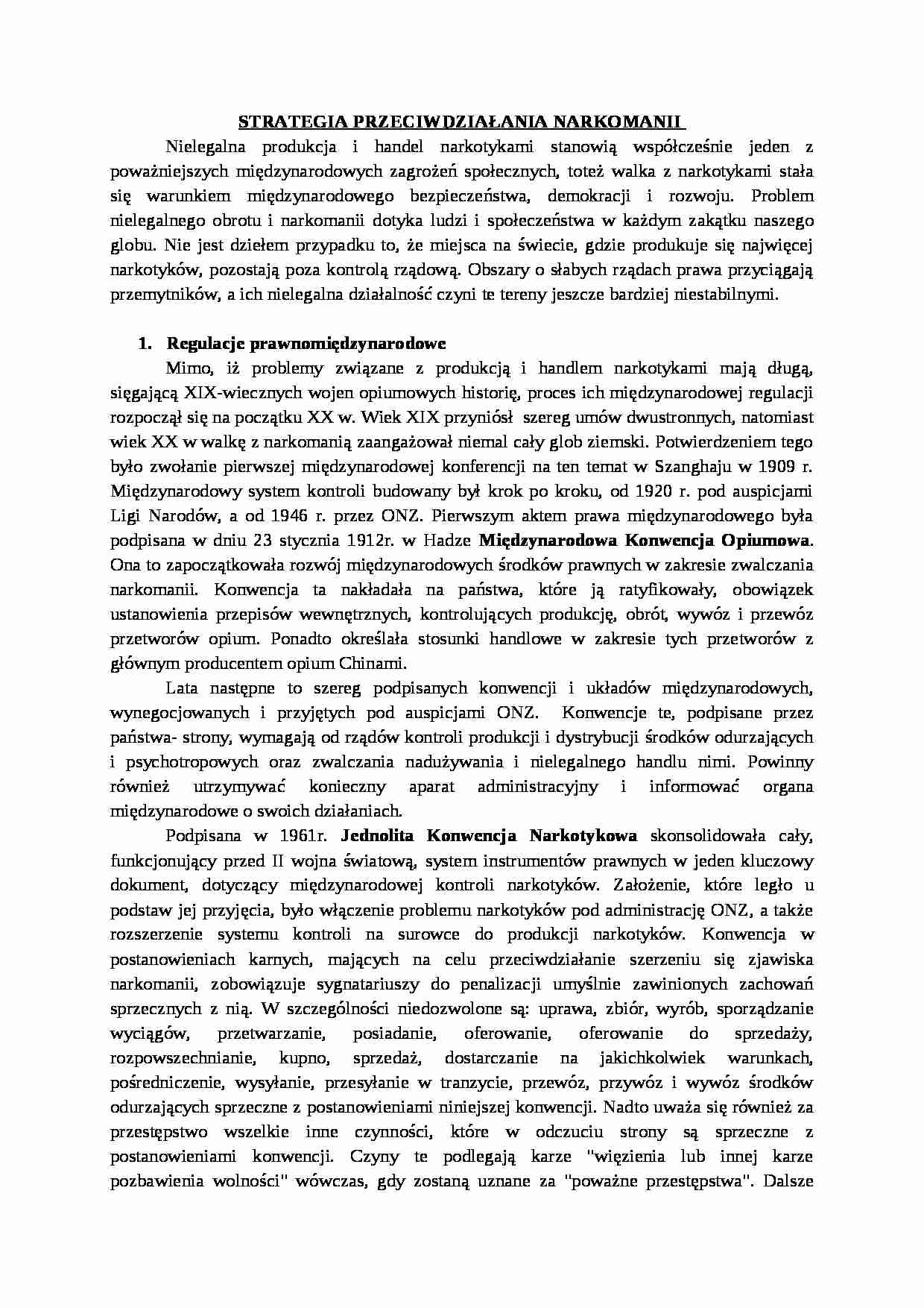 Strategia przeciwdziałania narkomanii- opracowanie - strona 1