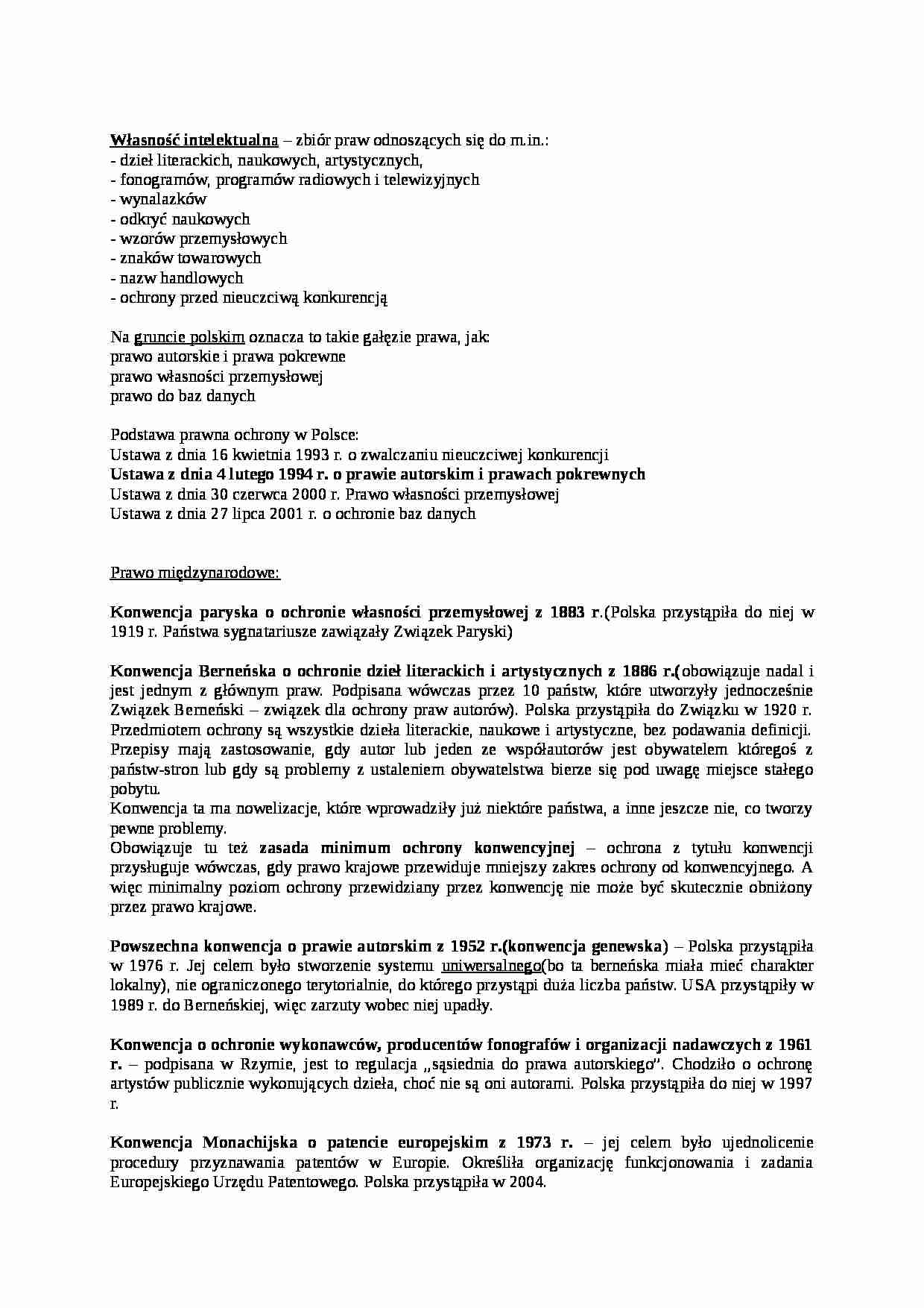 Własność intelektualna- opracowanie - strona 1