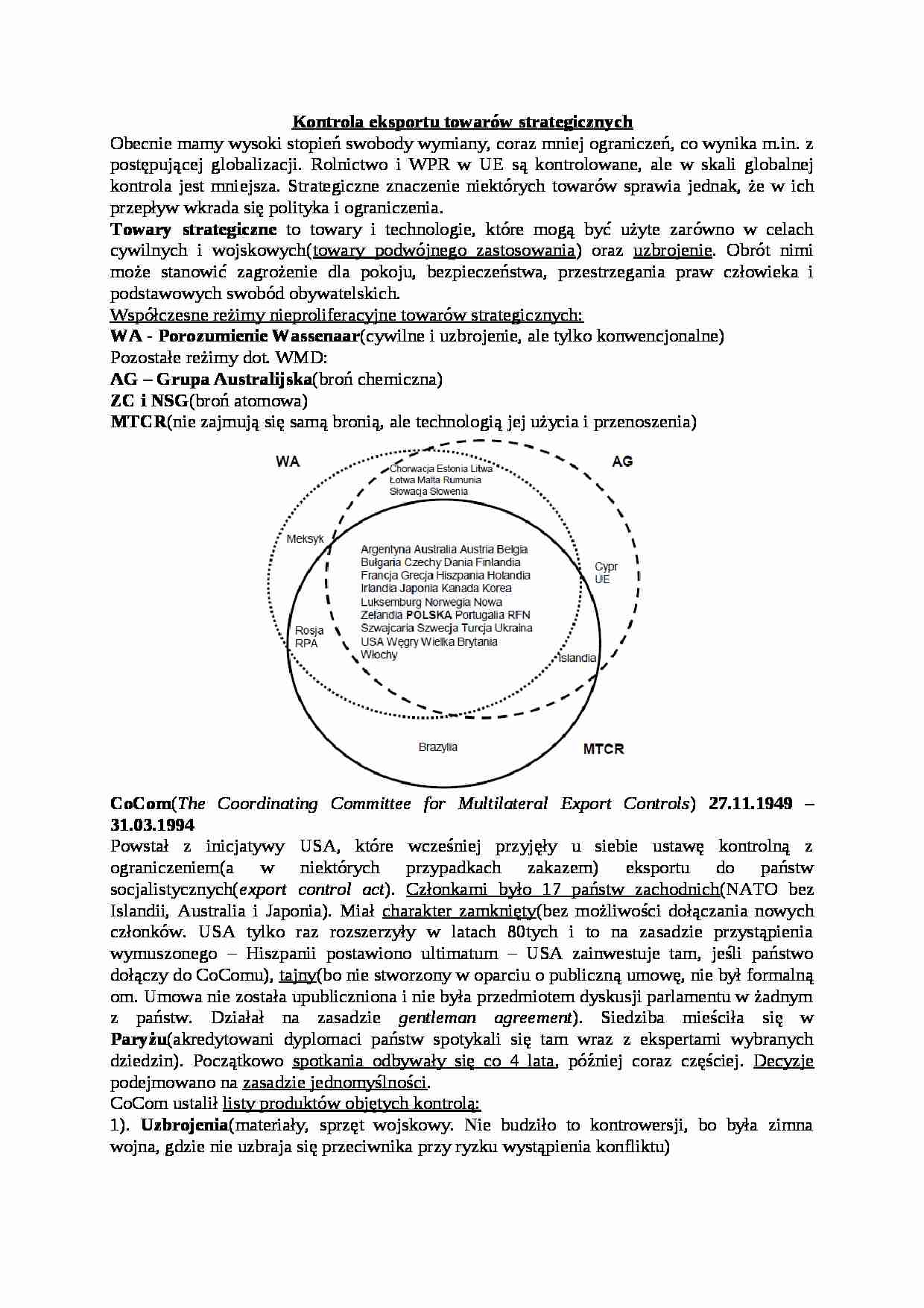 Kontrola eksportu towarów strategicznych- opracowanie - strona 1