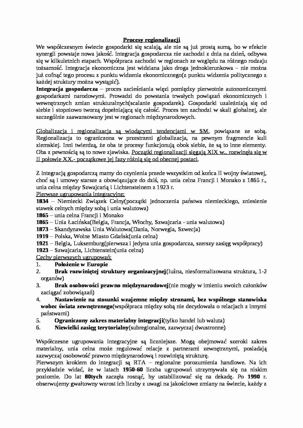 Procesy regionalizacji- opracowanie - strona 1