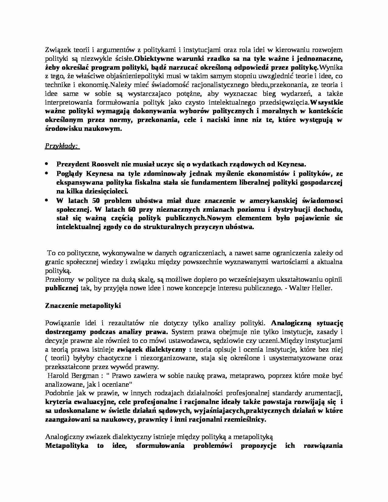 Metapolityka- opracowanie - strona 1