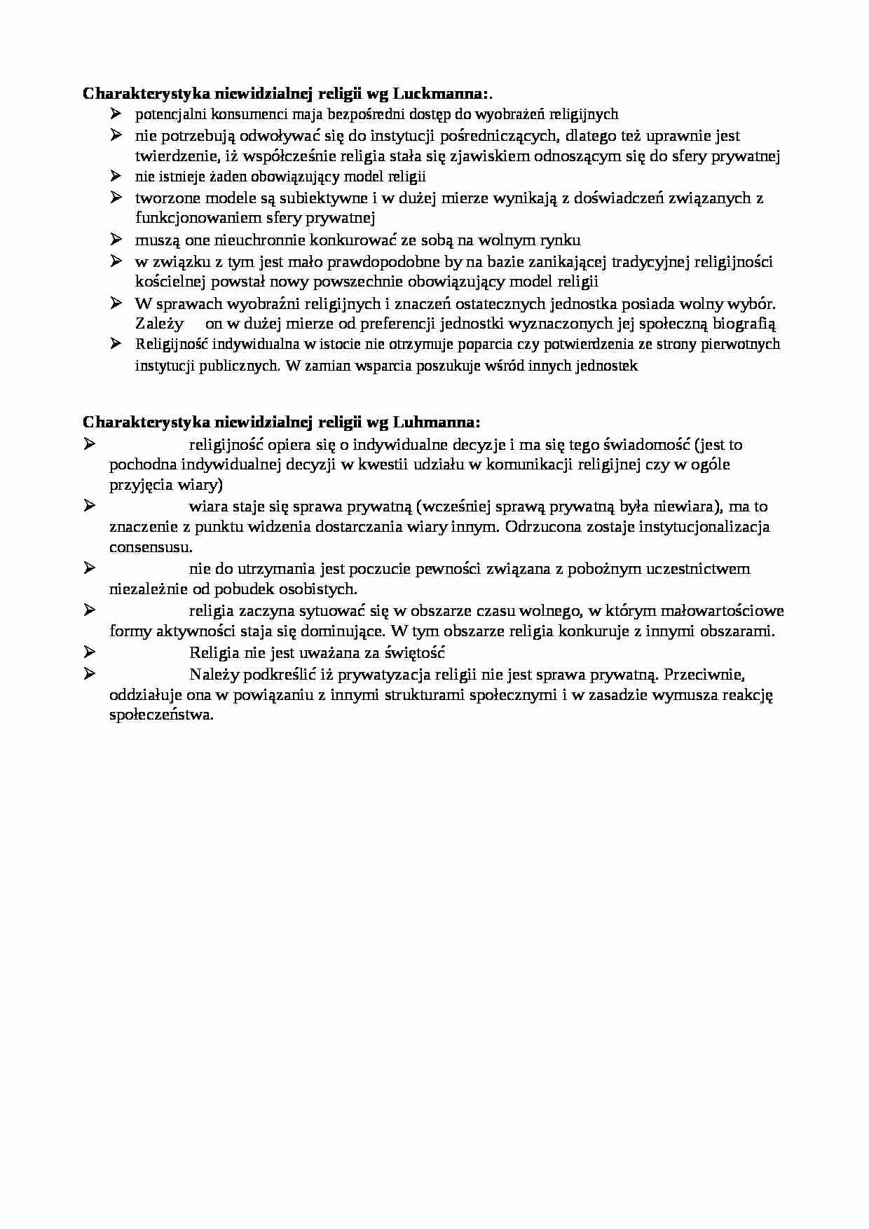 Charakterystyka niewidzialnej religii- opracowanie - strona 1