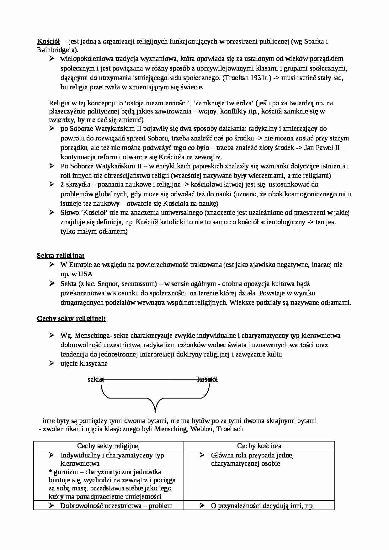 Kościół i sekta- opracowanie - strona 1