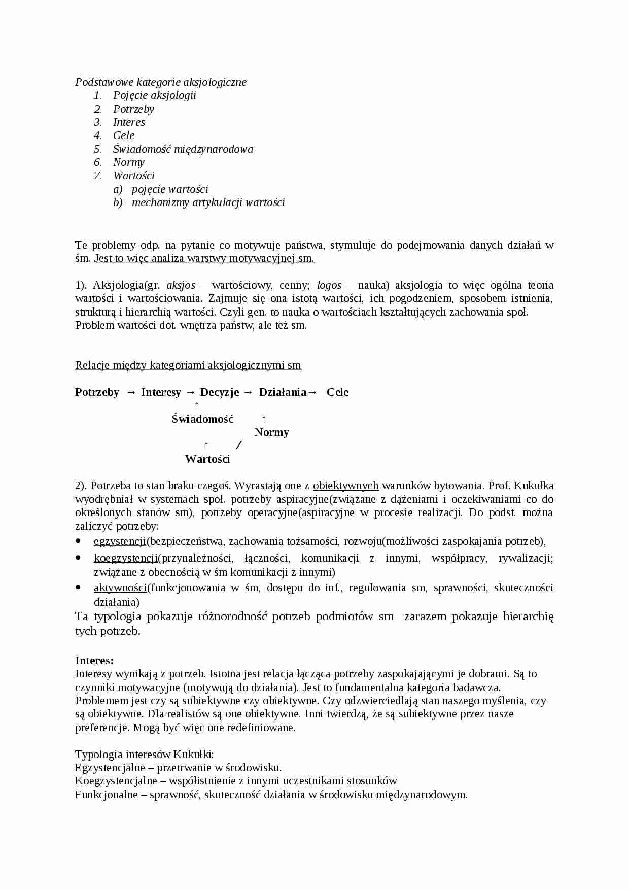 Podstawowe kategorie aksjologiczne- opracowanie - strona 1