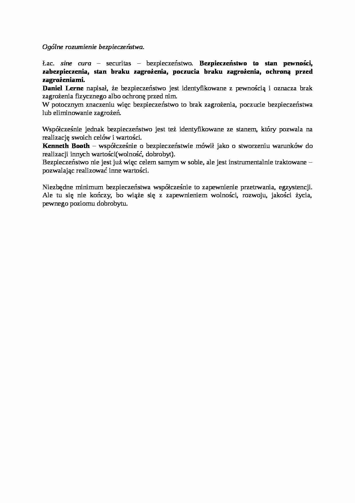 Ogólne rozumienie bezpieczeństwa - strona 1