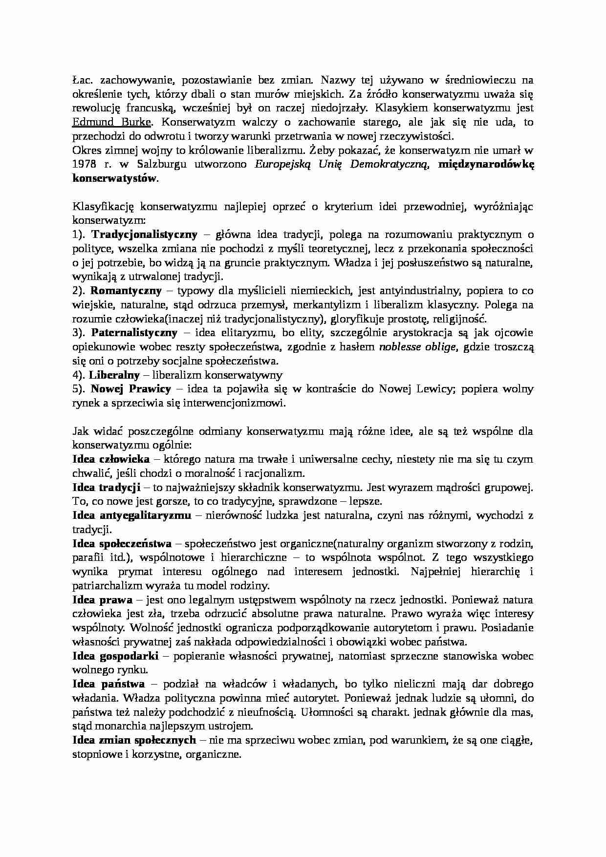 Konserwatyzm- opracowanie - strona 1