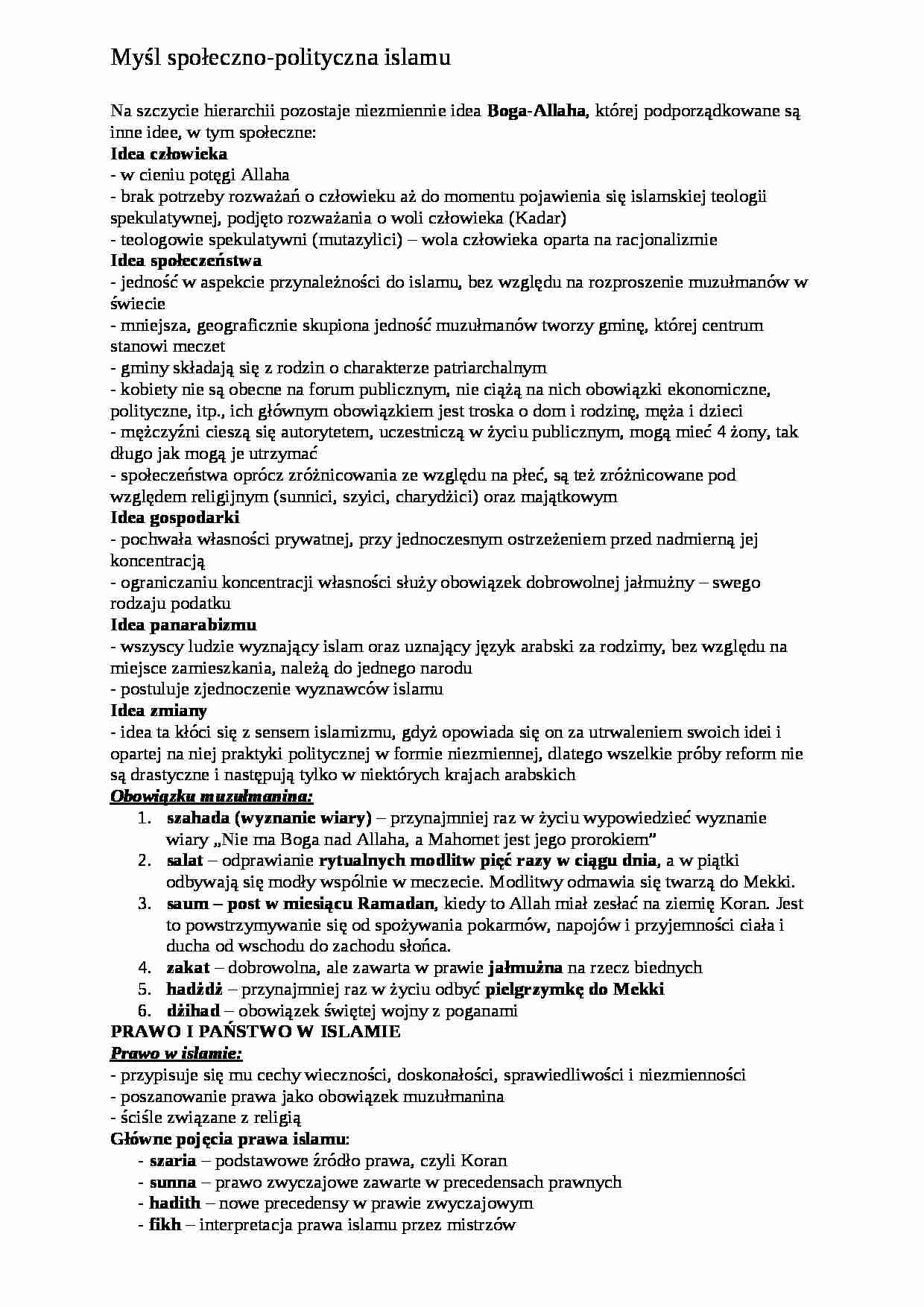 Myśl społeczno-polityczna islamu - strona 1