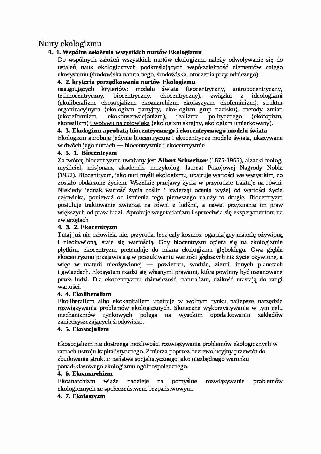 Nurty ekologizmu- opracowanie - strona 1