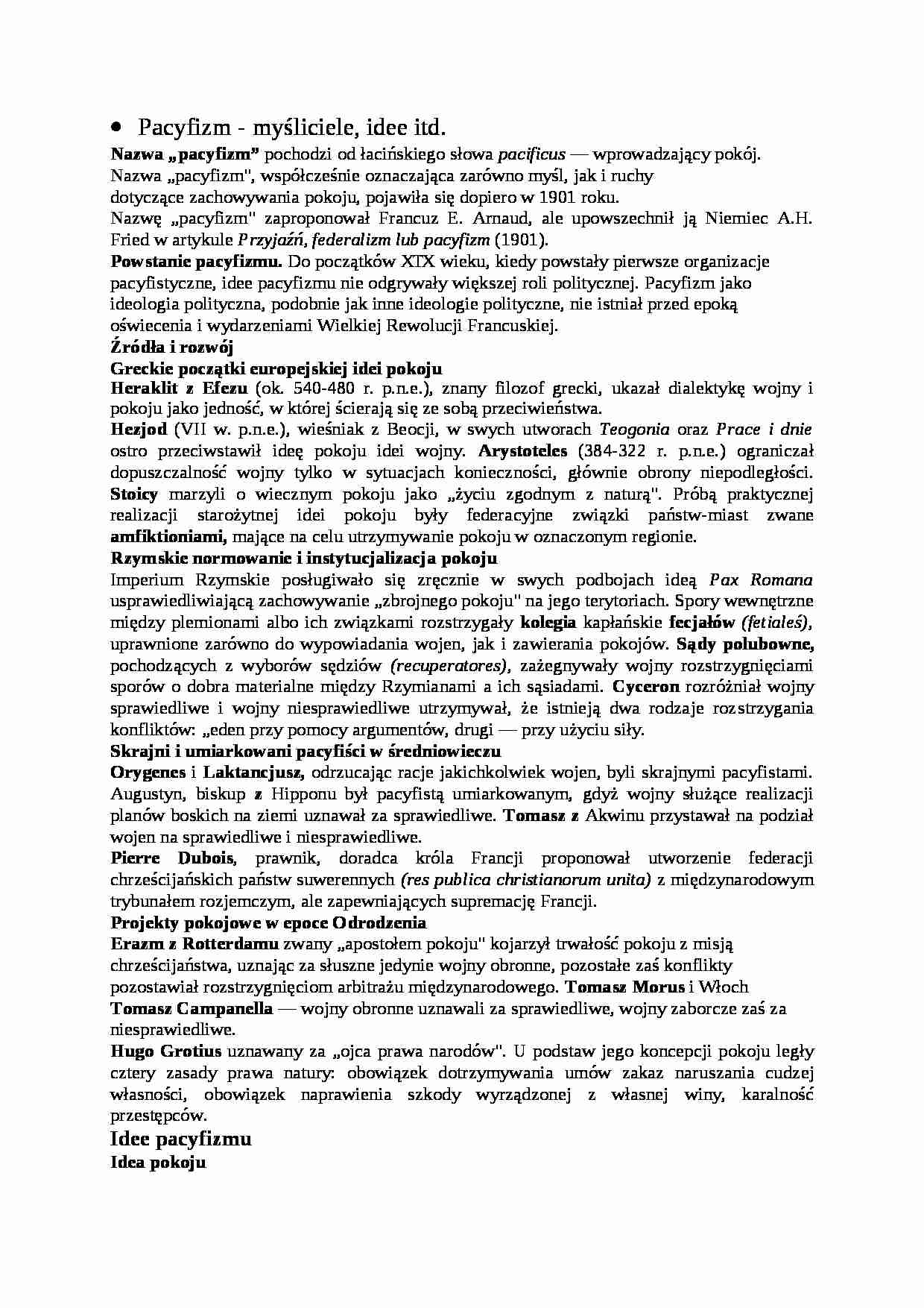 Pacyfizm- opracowanie - strona 1