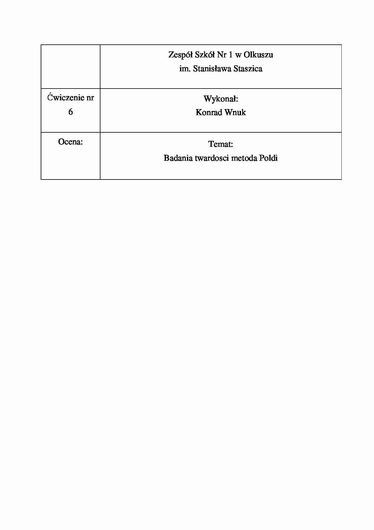 Badania twardosci metoda Poldi - strona 1