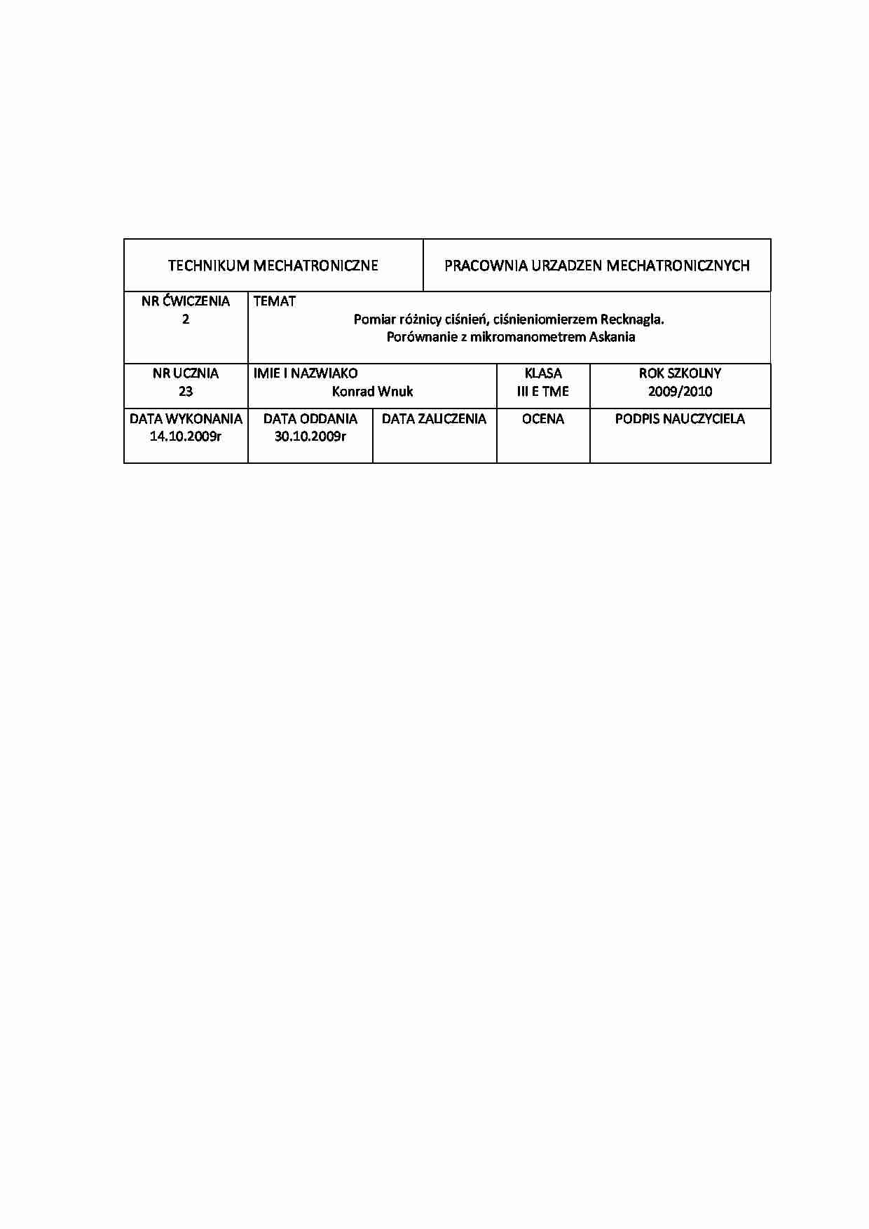 Pomiar rocznicy cisnien cis. Recnagla - strona 1