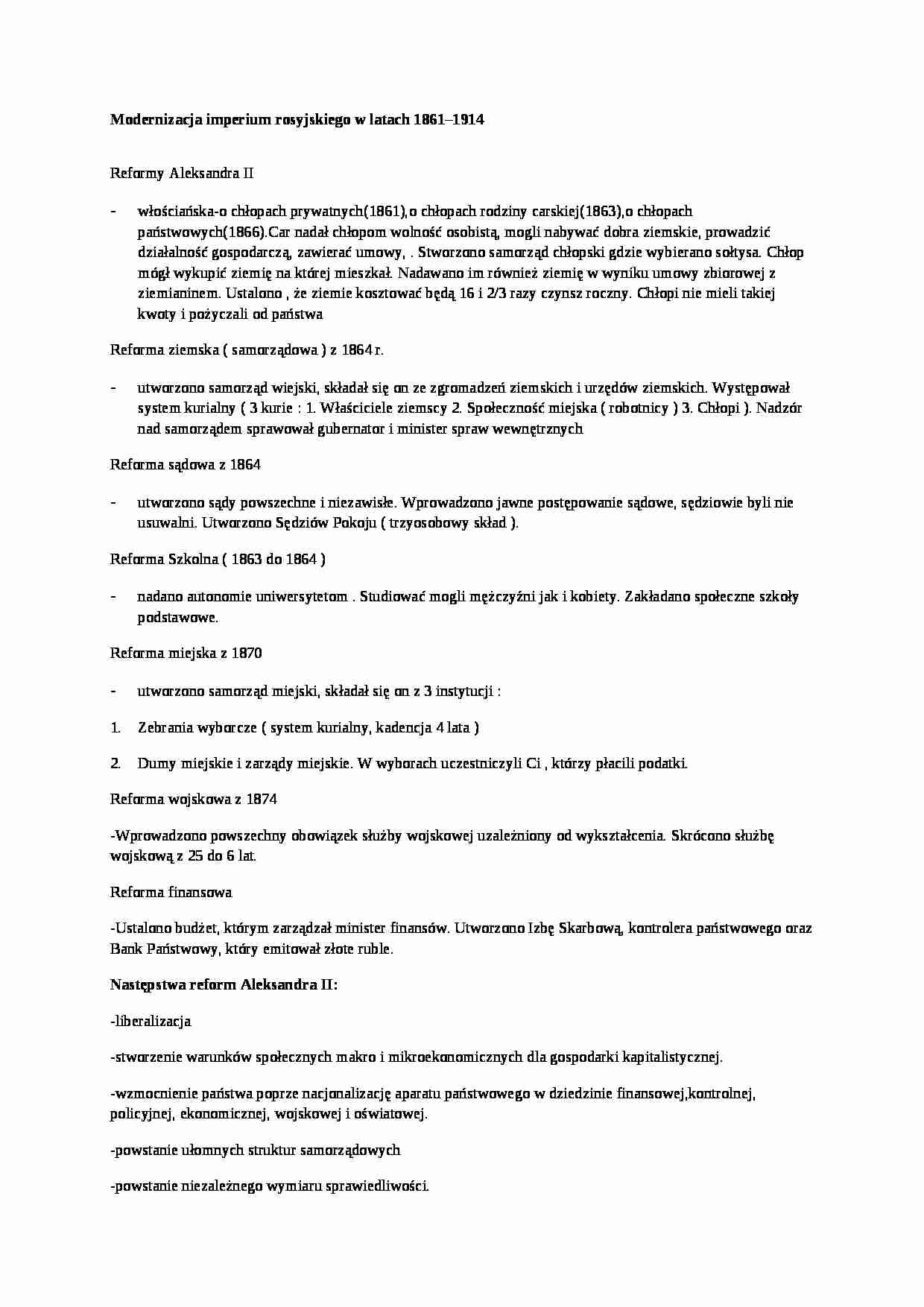 Modernizacja imperium rosyjskiego w latach 1861-1914 - strona 1