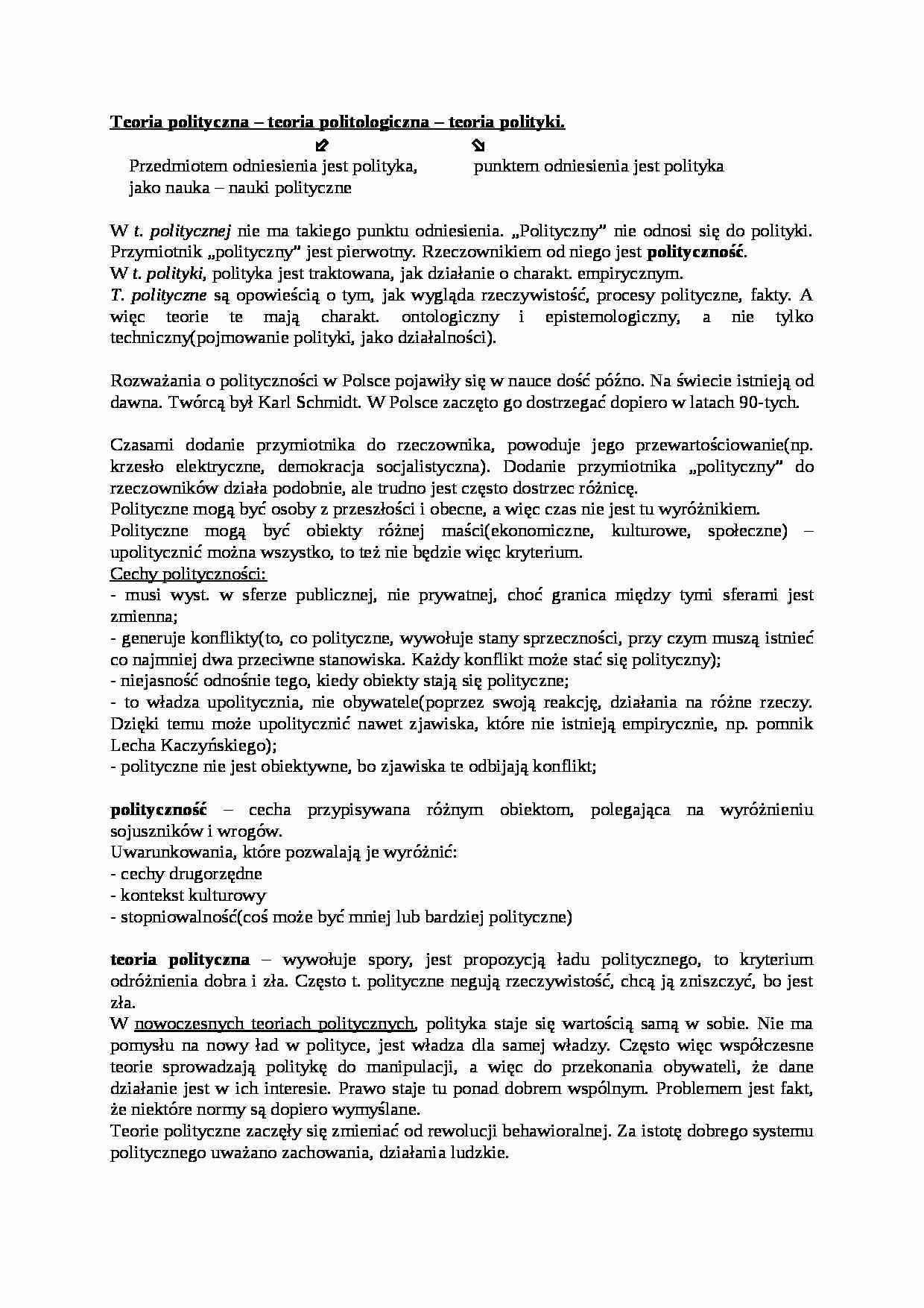 Teoria polityczna - teoria politologiczna - teoria polityki - strona 1