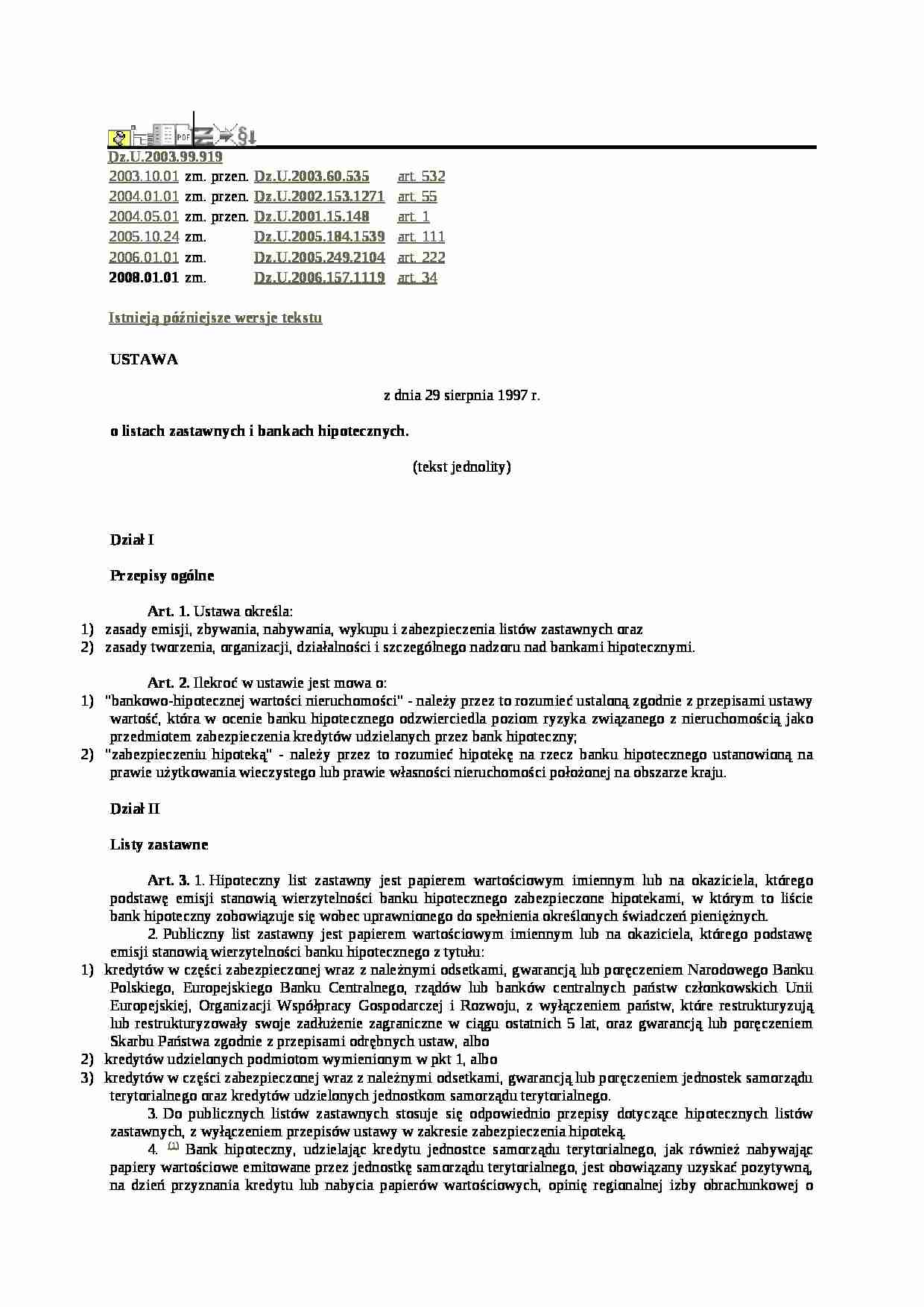 ustawa bankowość hipoteczna - strona 1