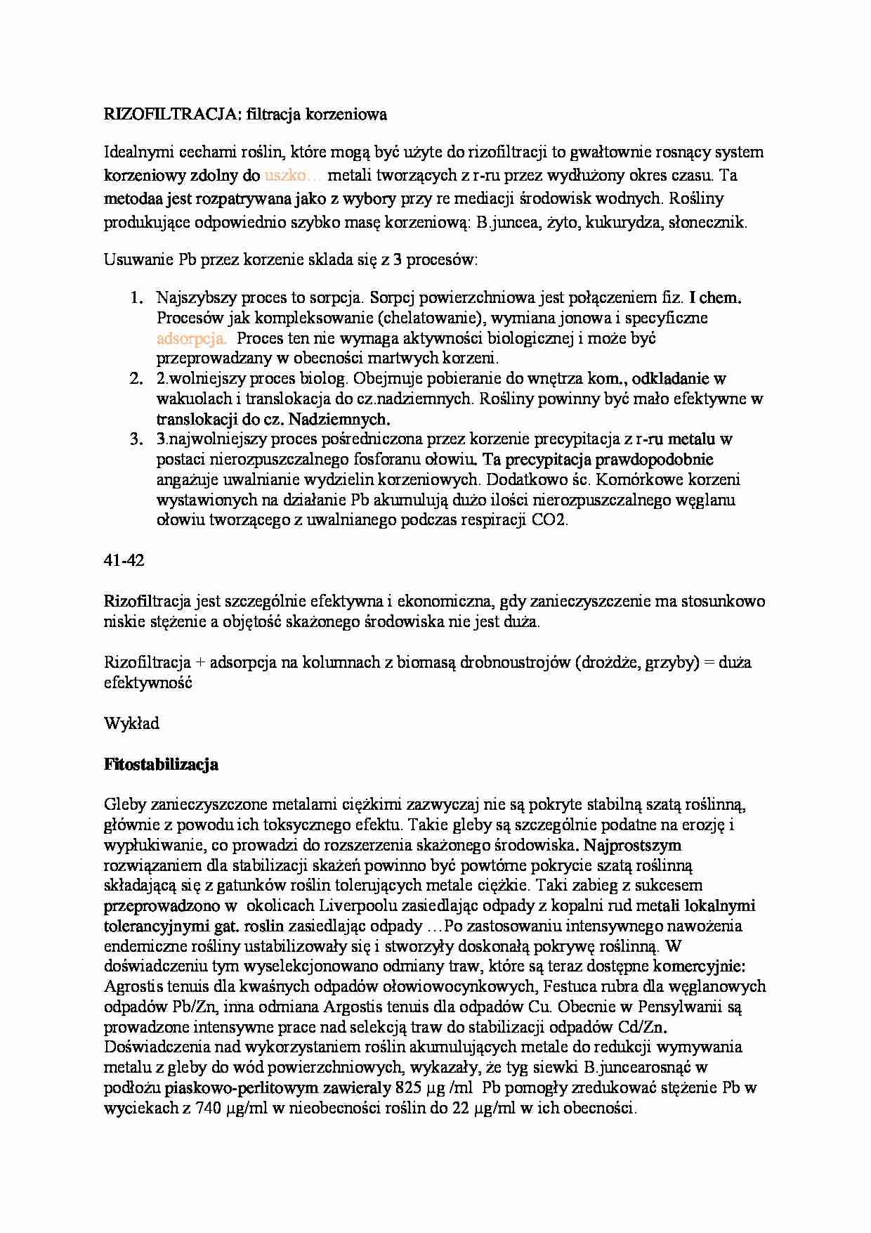 Rizofiltracja - wykład - strona 1