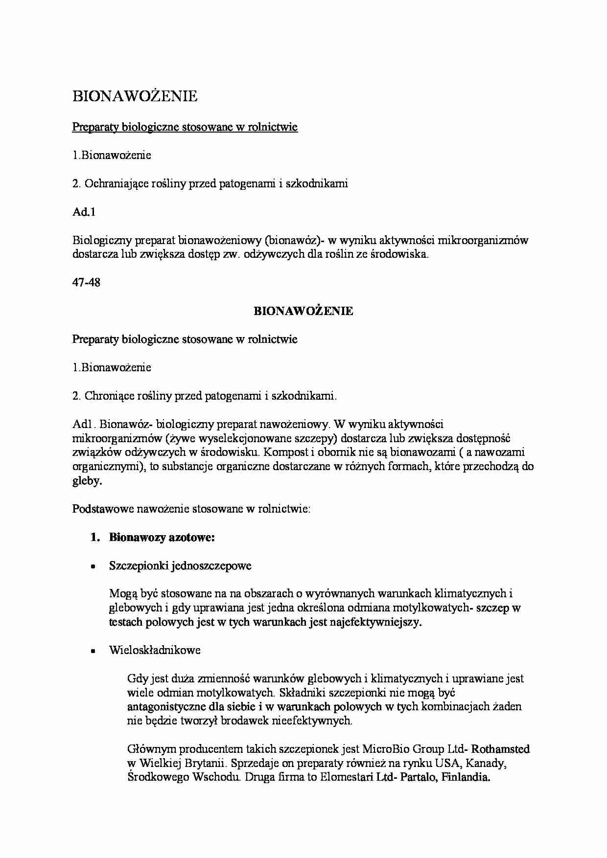 Bionawożenie - wykład - strona 1