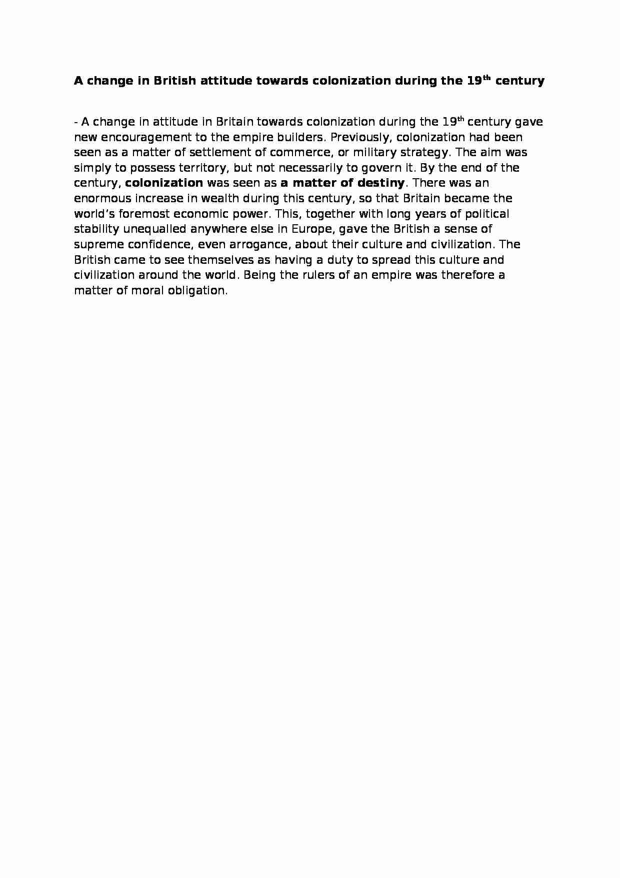 A change in British attitude towards colonization during the 19th  century - strona 1