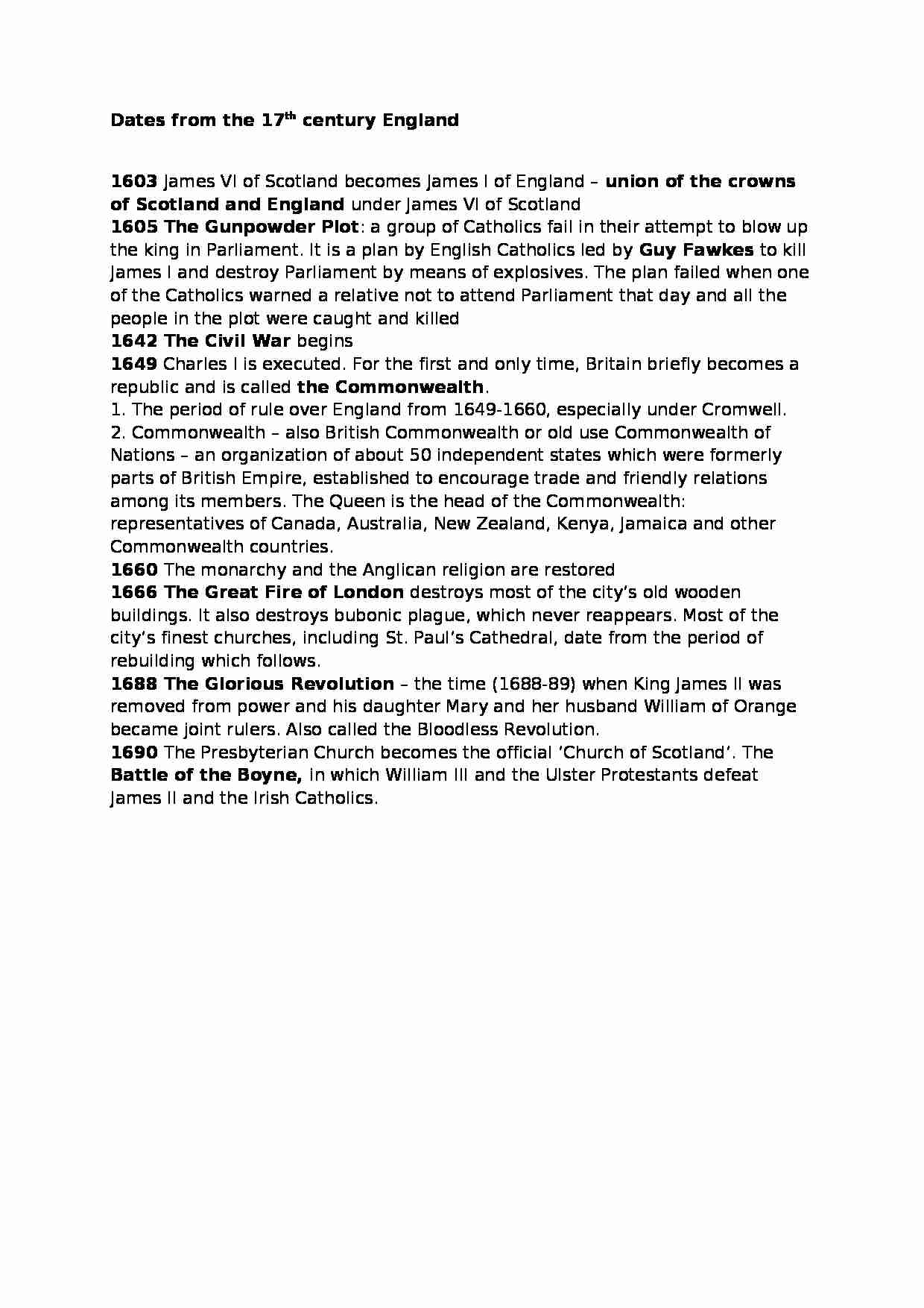 Dates from the 17th century England - strona 1