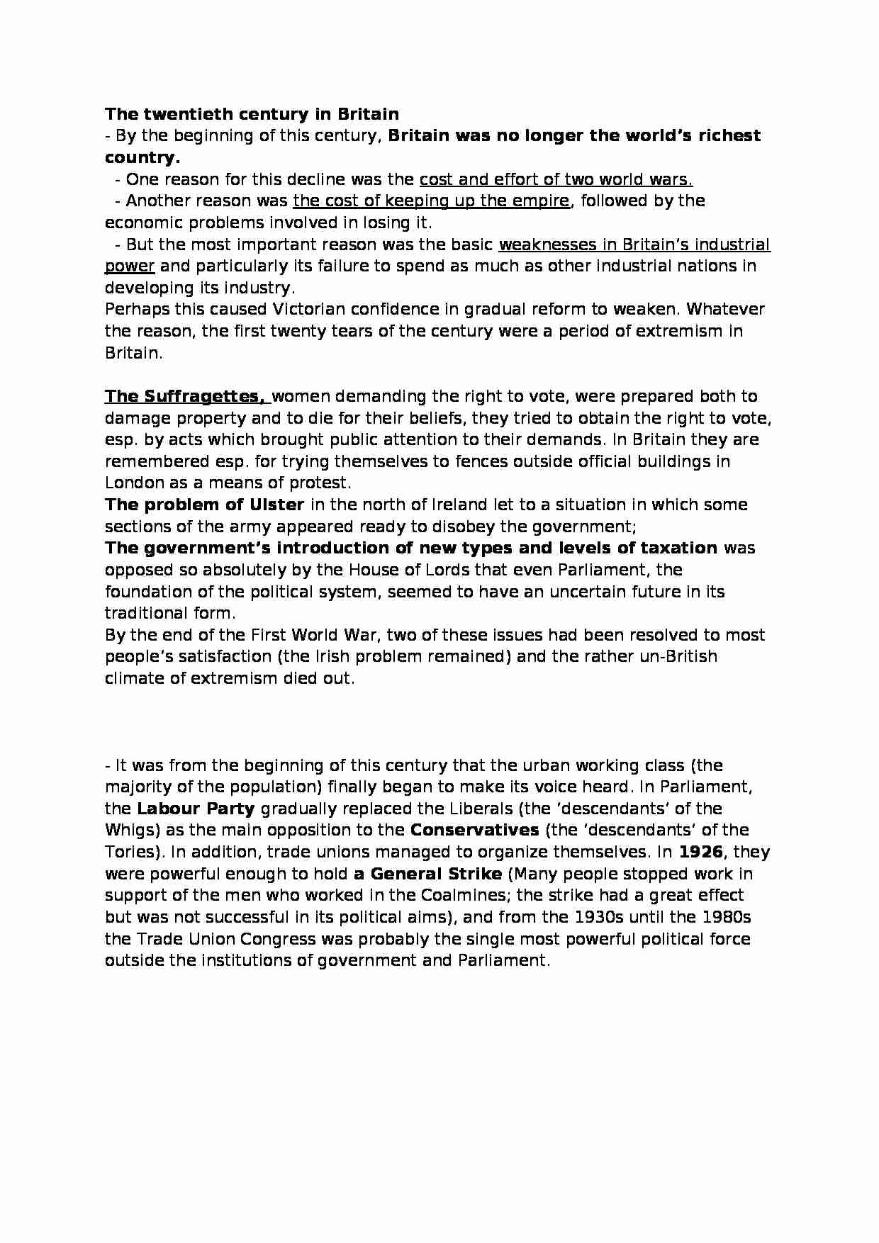 The twentieth century in Britain - strona 1