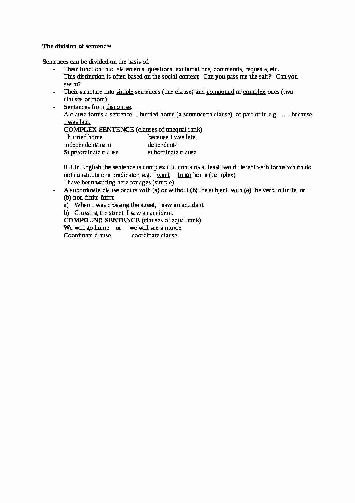 The division of sentences - strona 1