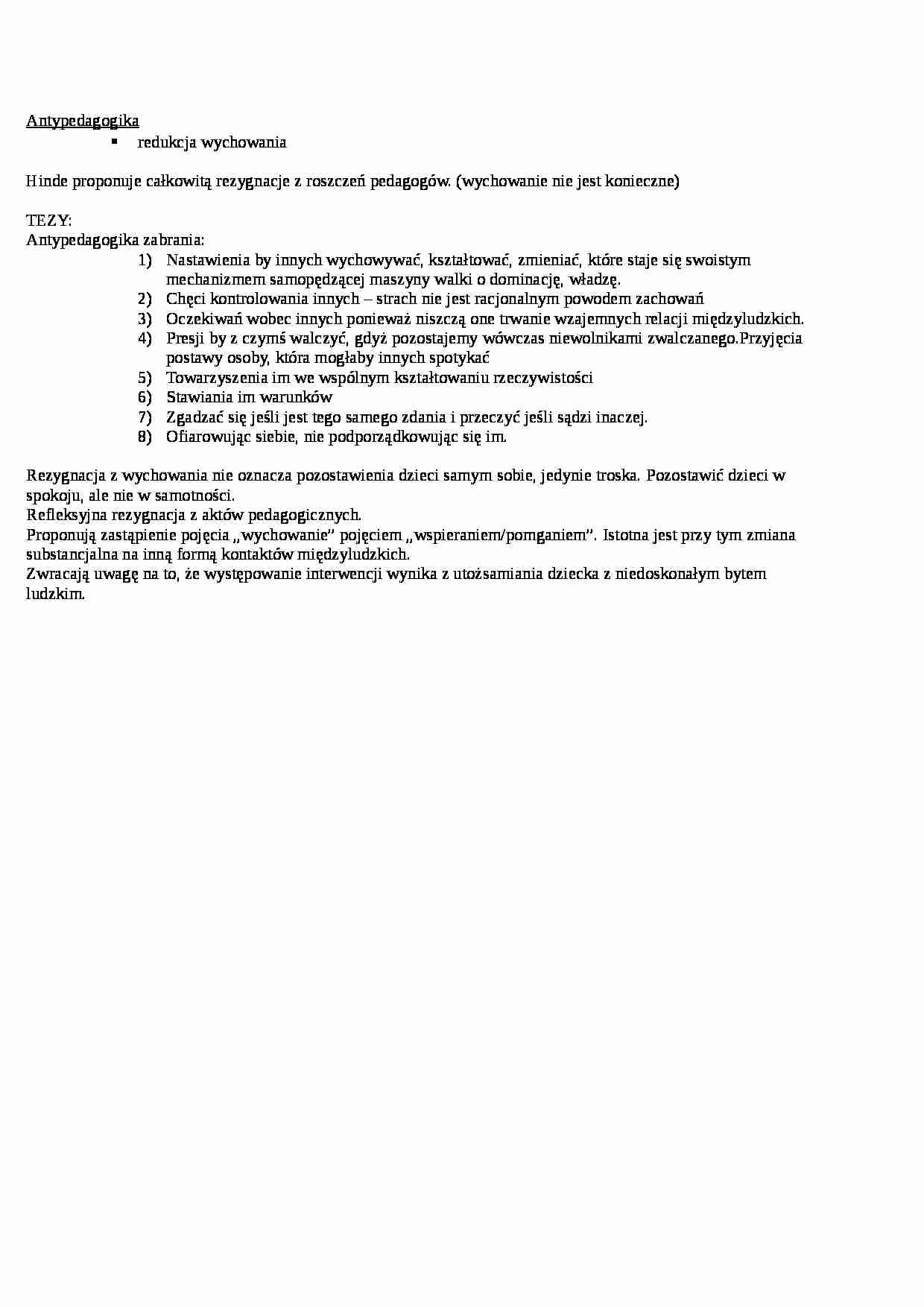 Antypedagogika -  Wychowanie - strona 1