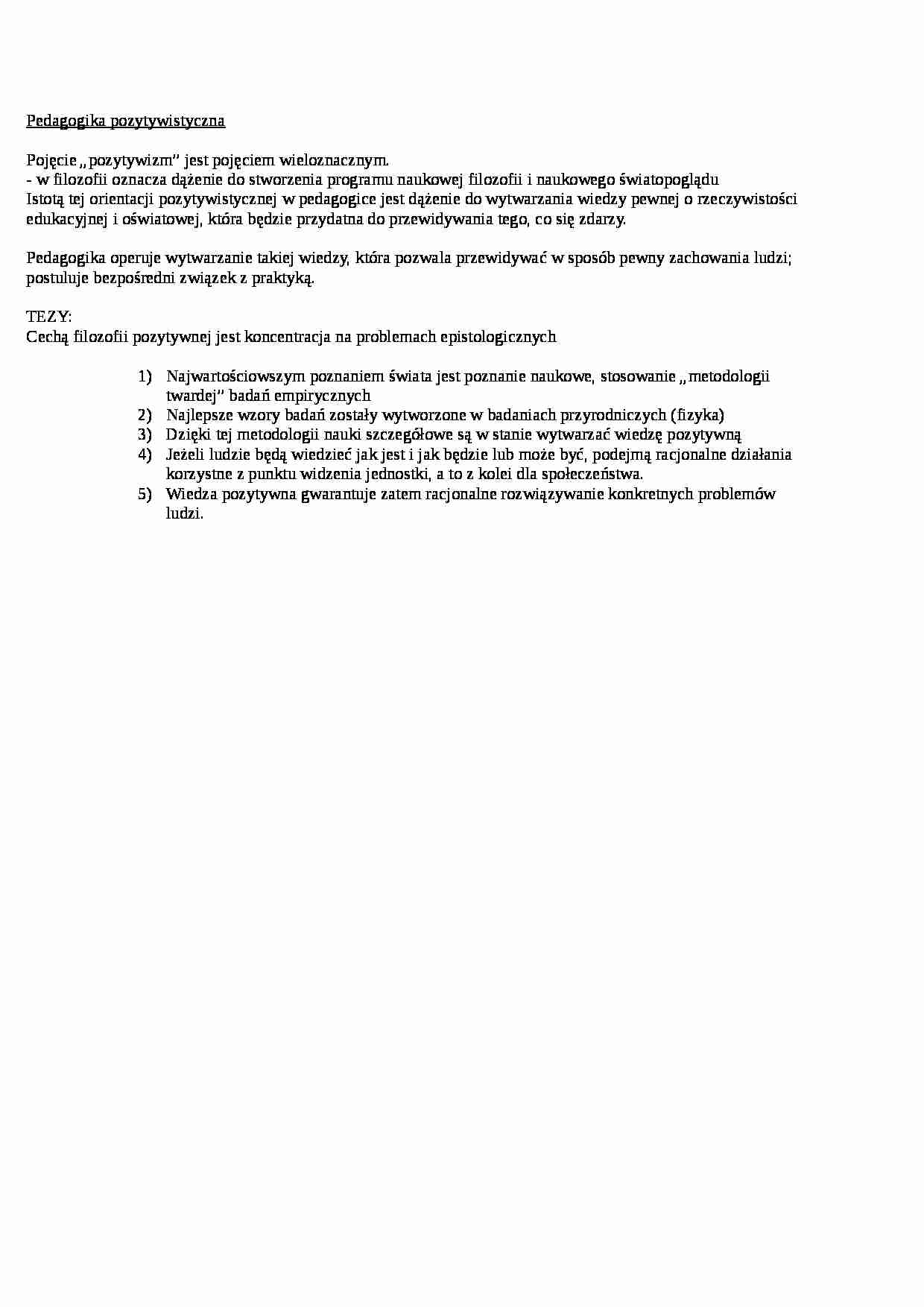 Pedagogika pozytywistyczna - strona 1