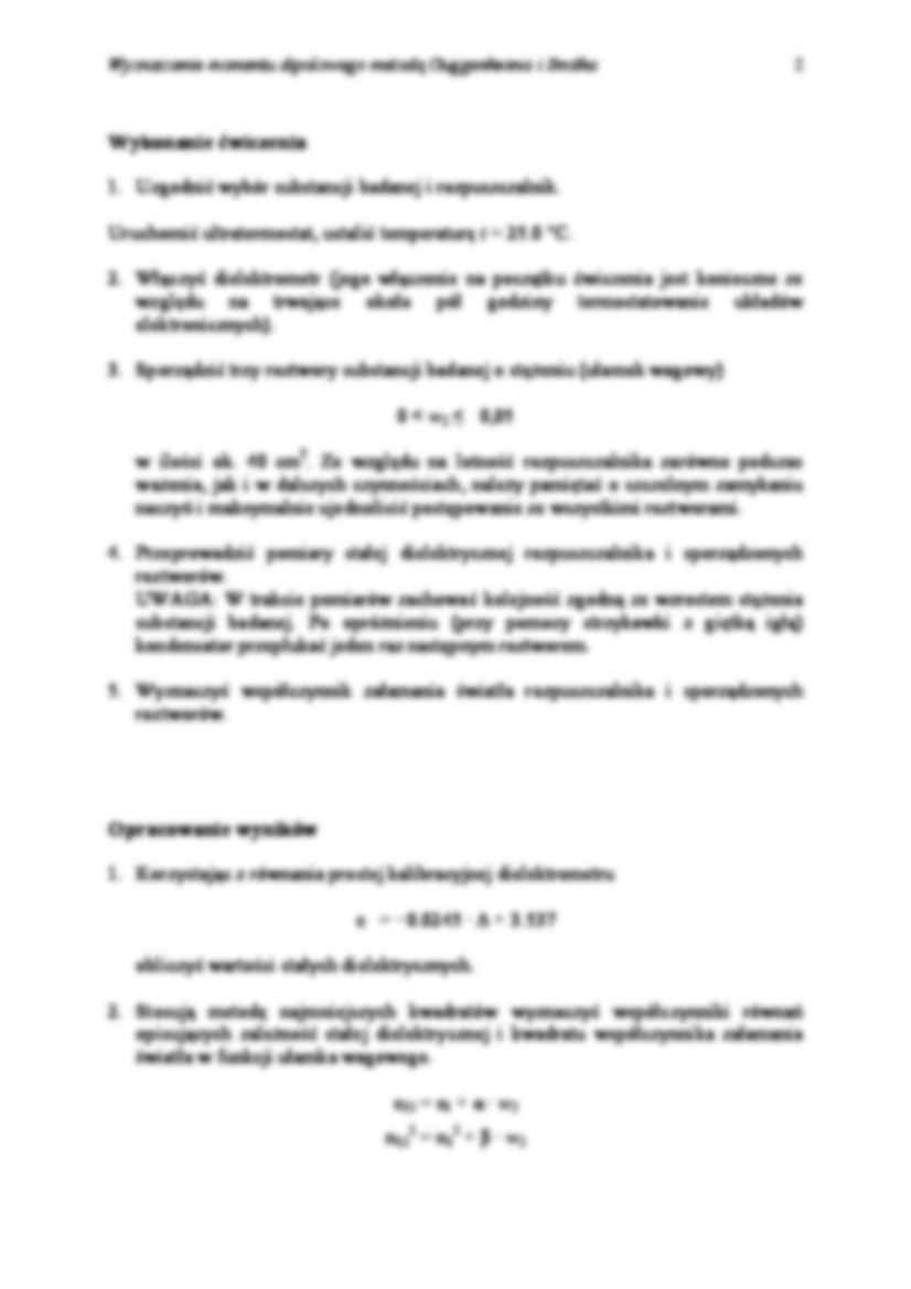 Wyznaczenie momentu dipolowego metodą Guggenheima i Smitha- ćwiczenia - strona 2