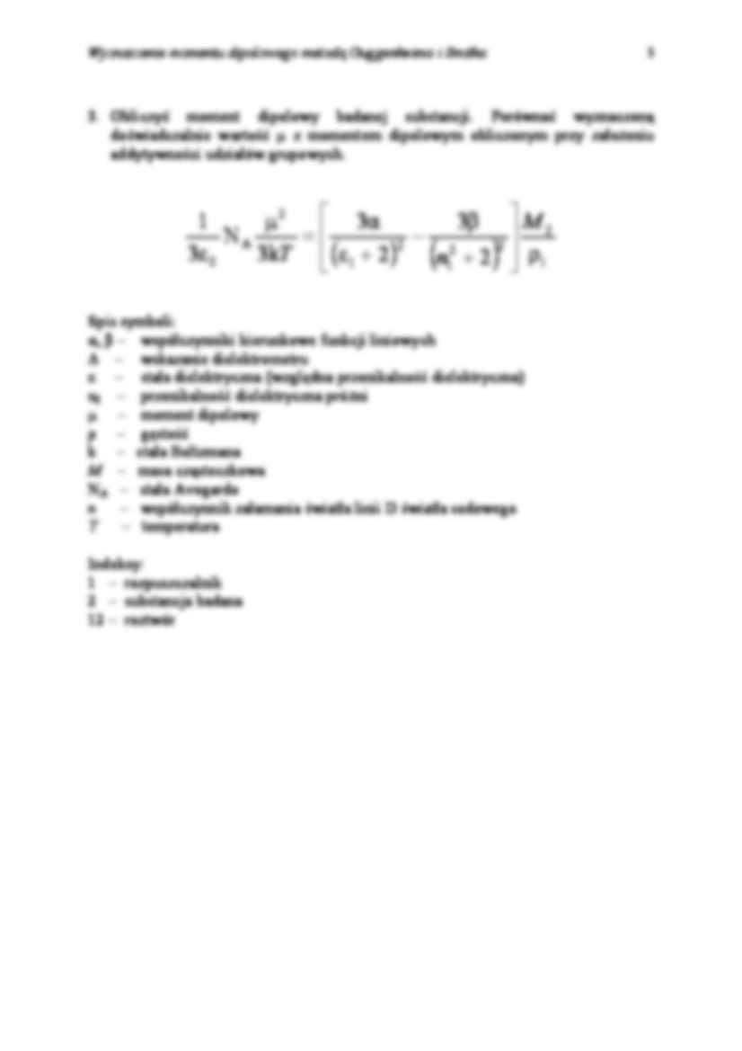 Wyznaczenie momentu dipolowego metodą Guggenheima i Smitha- ćwiczenia - strona 3