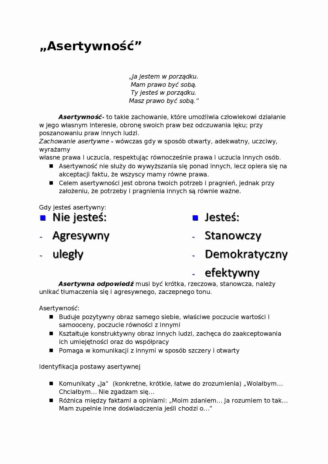 asertywność - zachowanie - strona 1