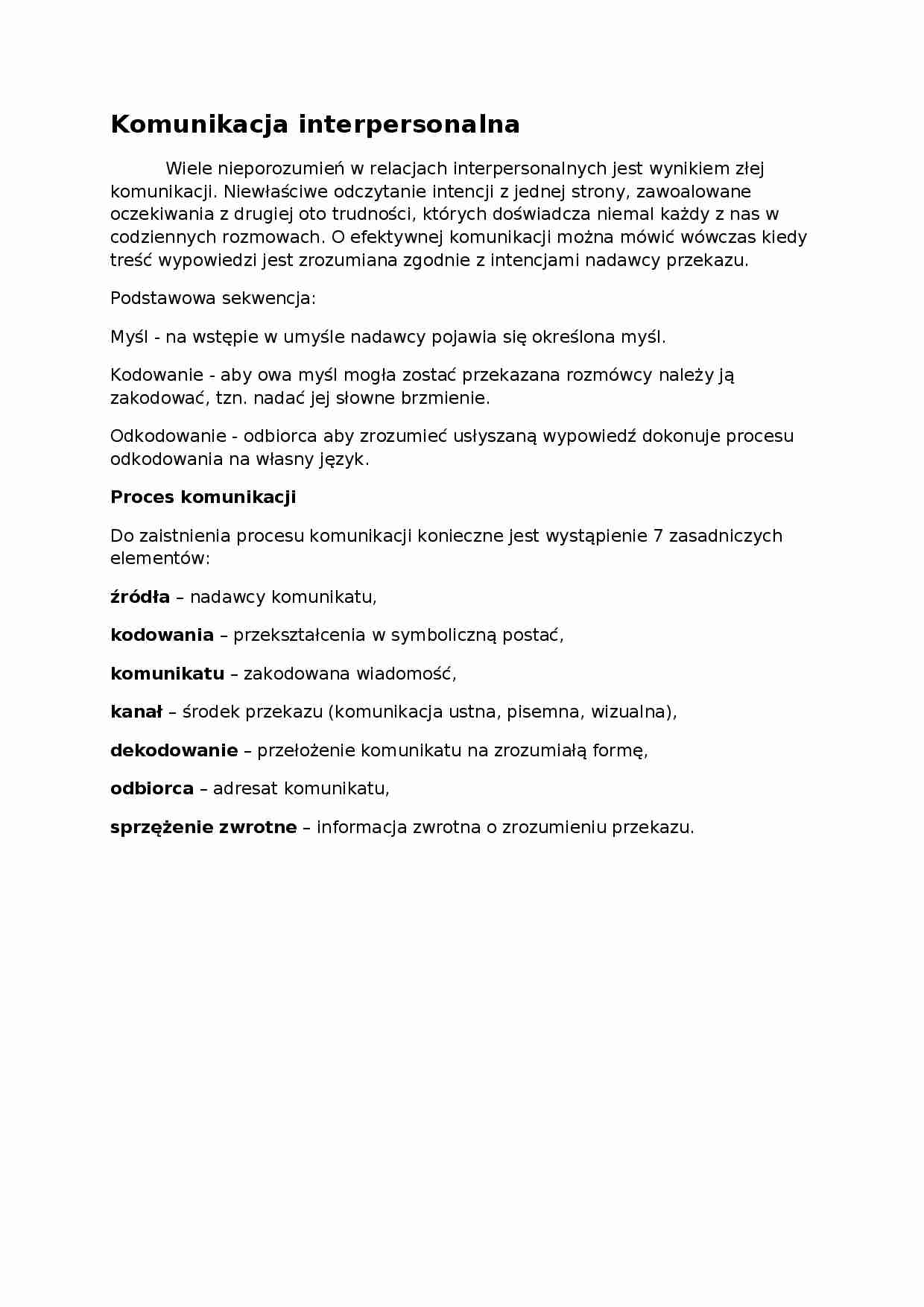 komunikacja interpersonalna - Bariery komunikacyjne - strona 1