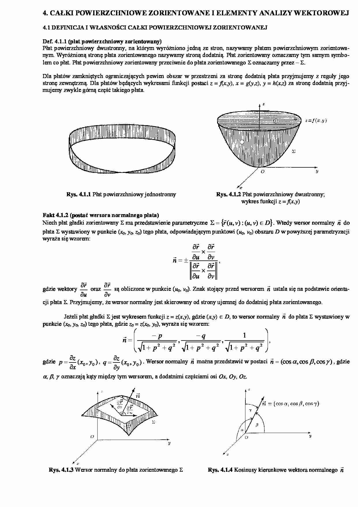 Wykład - całki powierzchniowe zorientowane - strona 1
