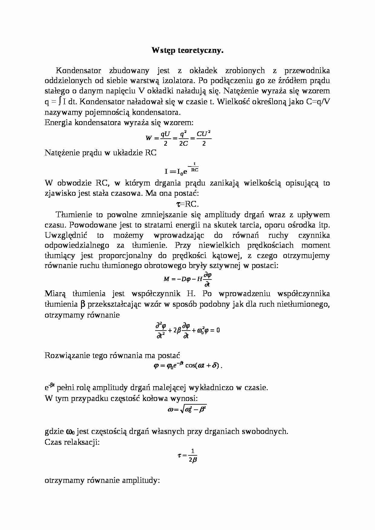 Natężenie prądu w układzie RC - wykład - strona 1