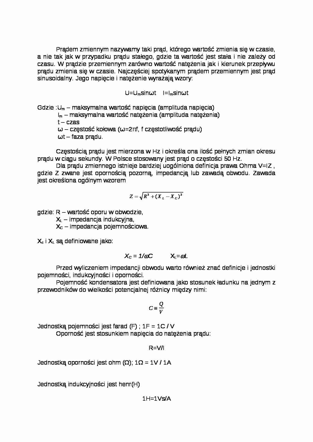 Wykład - rezonans prądu zmiennego - strona 1