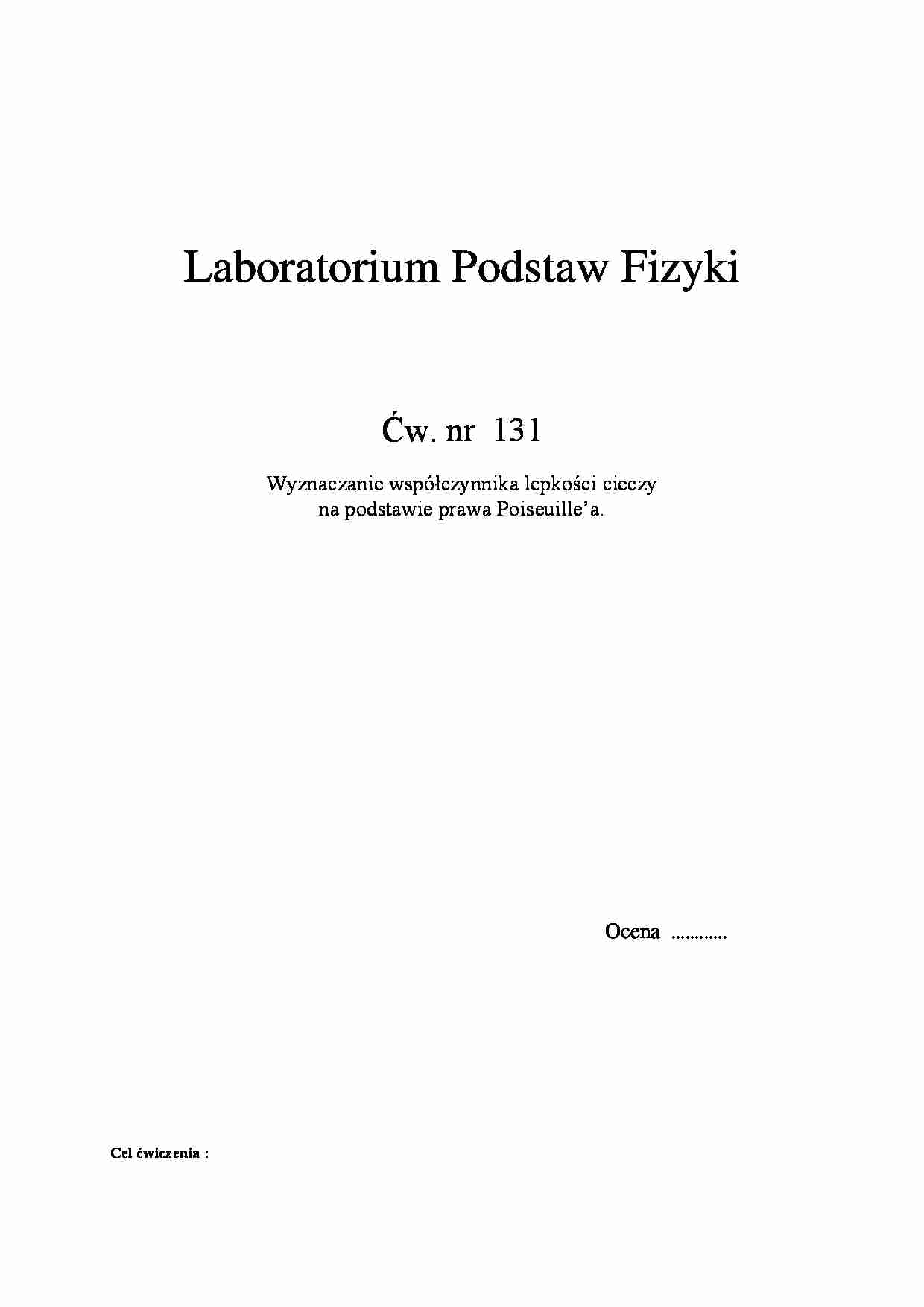 Wyznaczanie współczynnika lepkości cieczy - wykład - strona 1