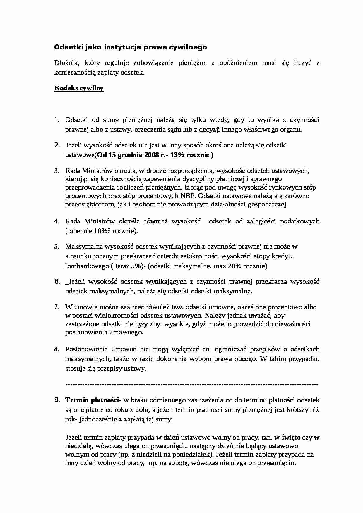 odsetki prawo cywilne - strona 1