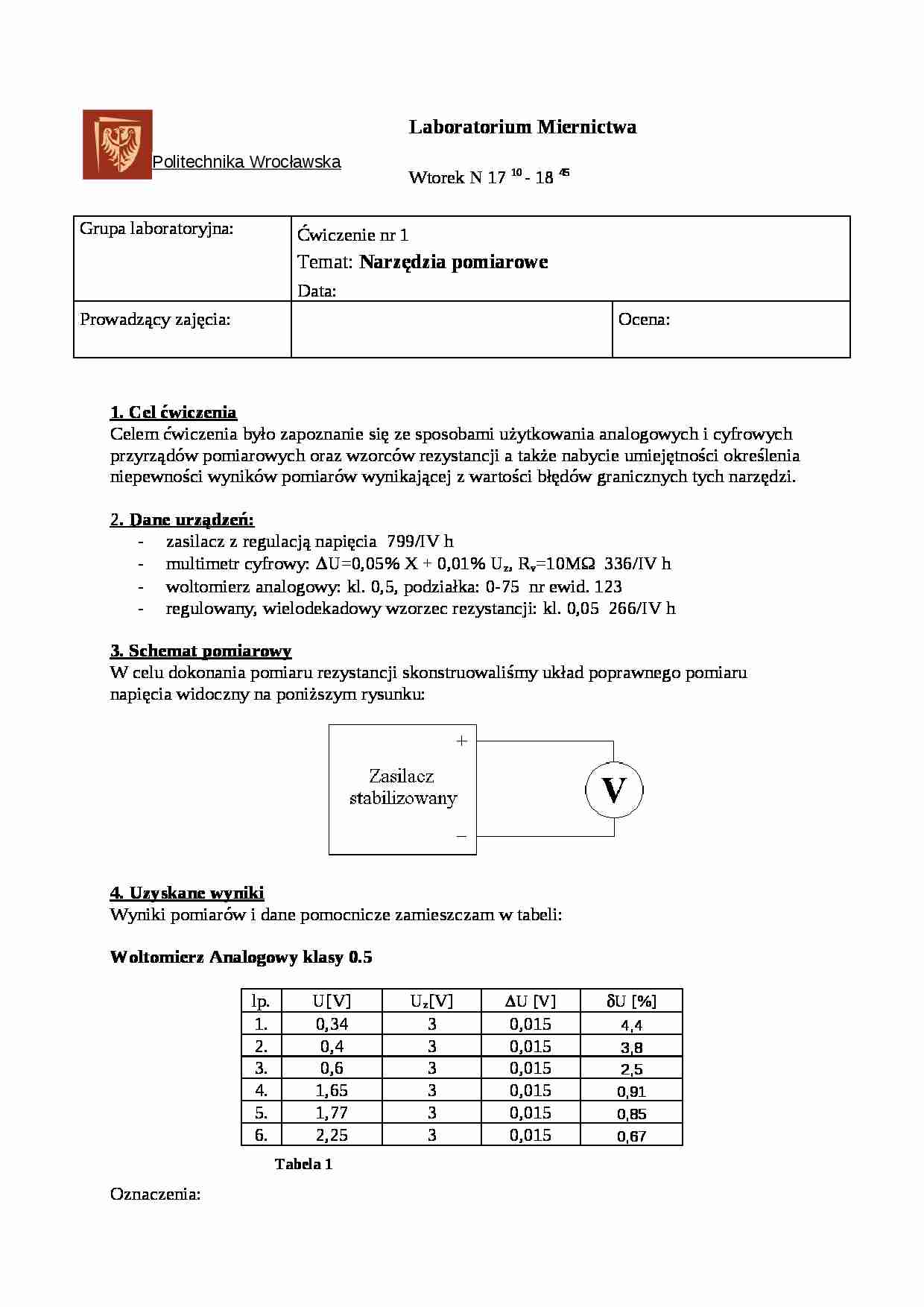 Narzędzia pomiarowe - wykład - strona 1