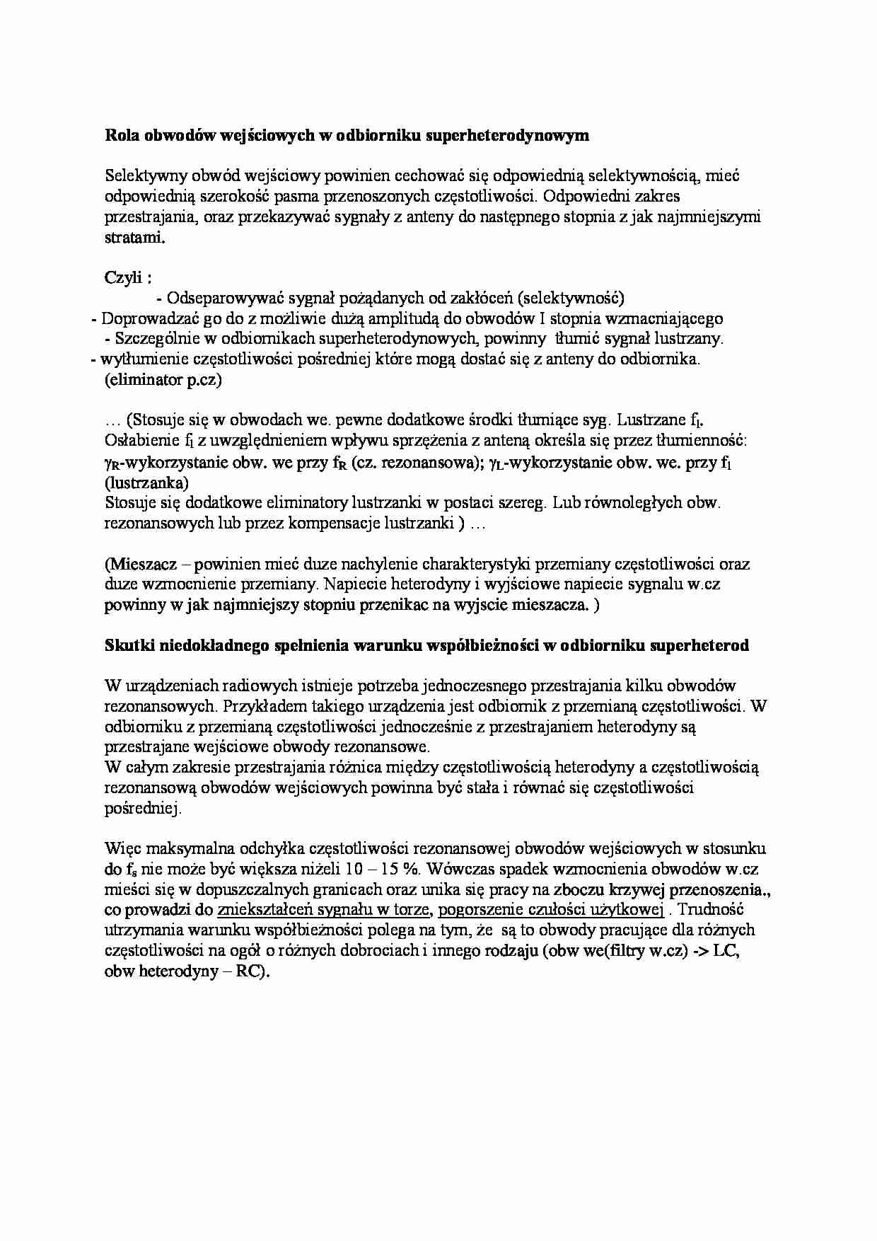 Wykład - odbiornik superheterodynowy - strona 1