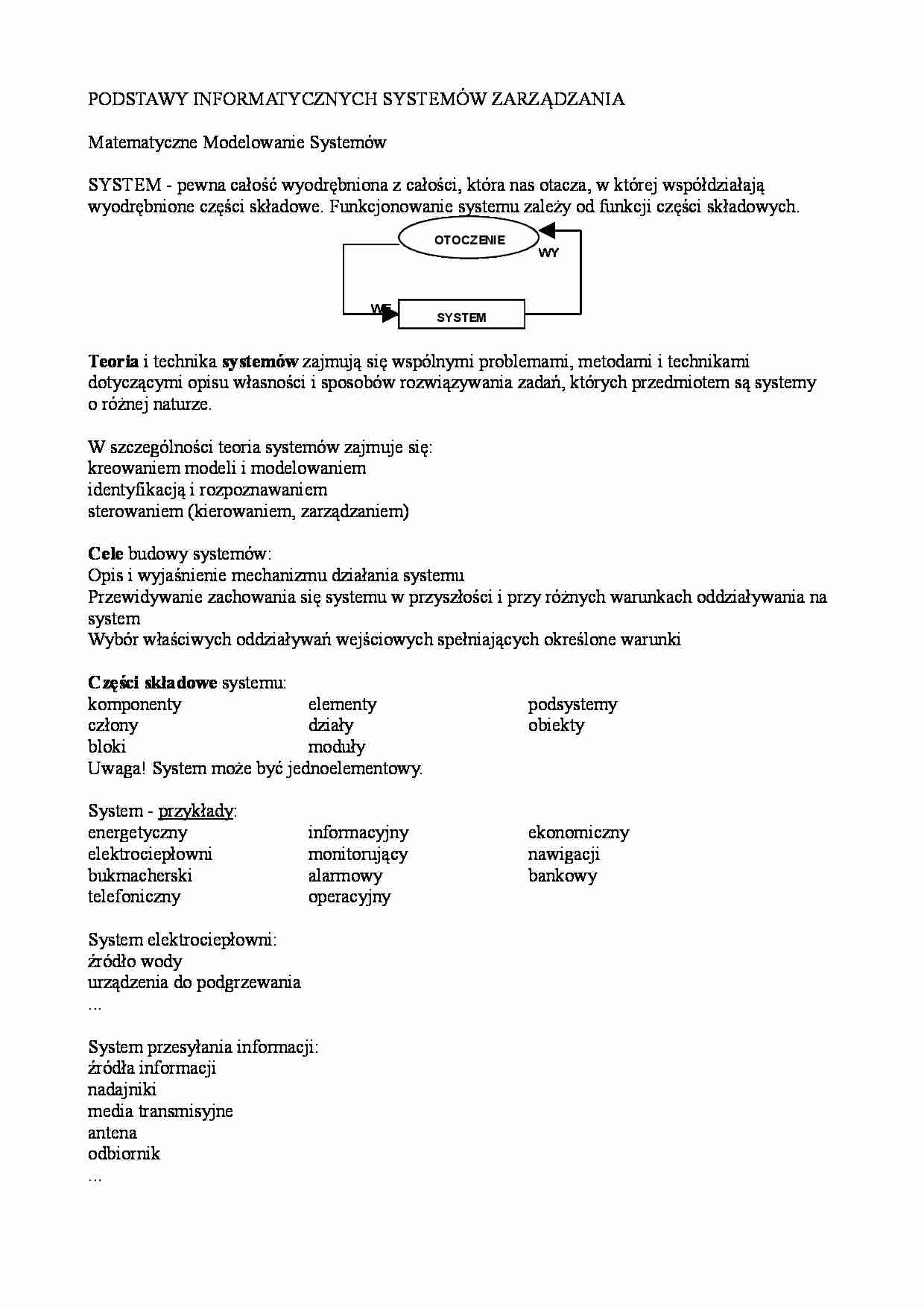 Wykład - podstawy informatycznych systemów zarządzania - strona 1