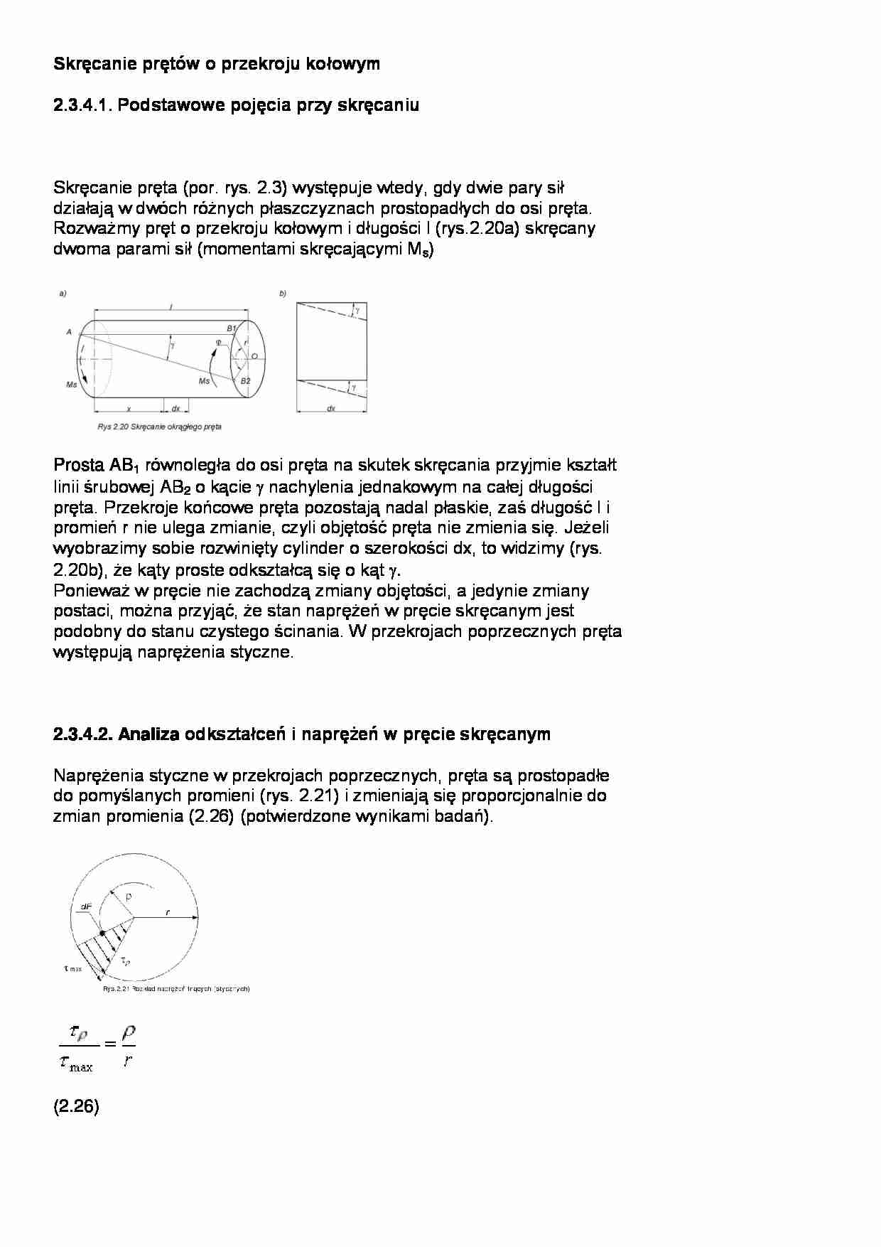 Skręcanie prętów o przekroju kołowym - wykład - strona 1