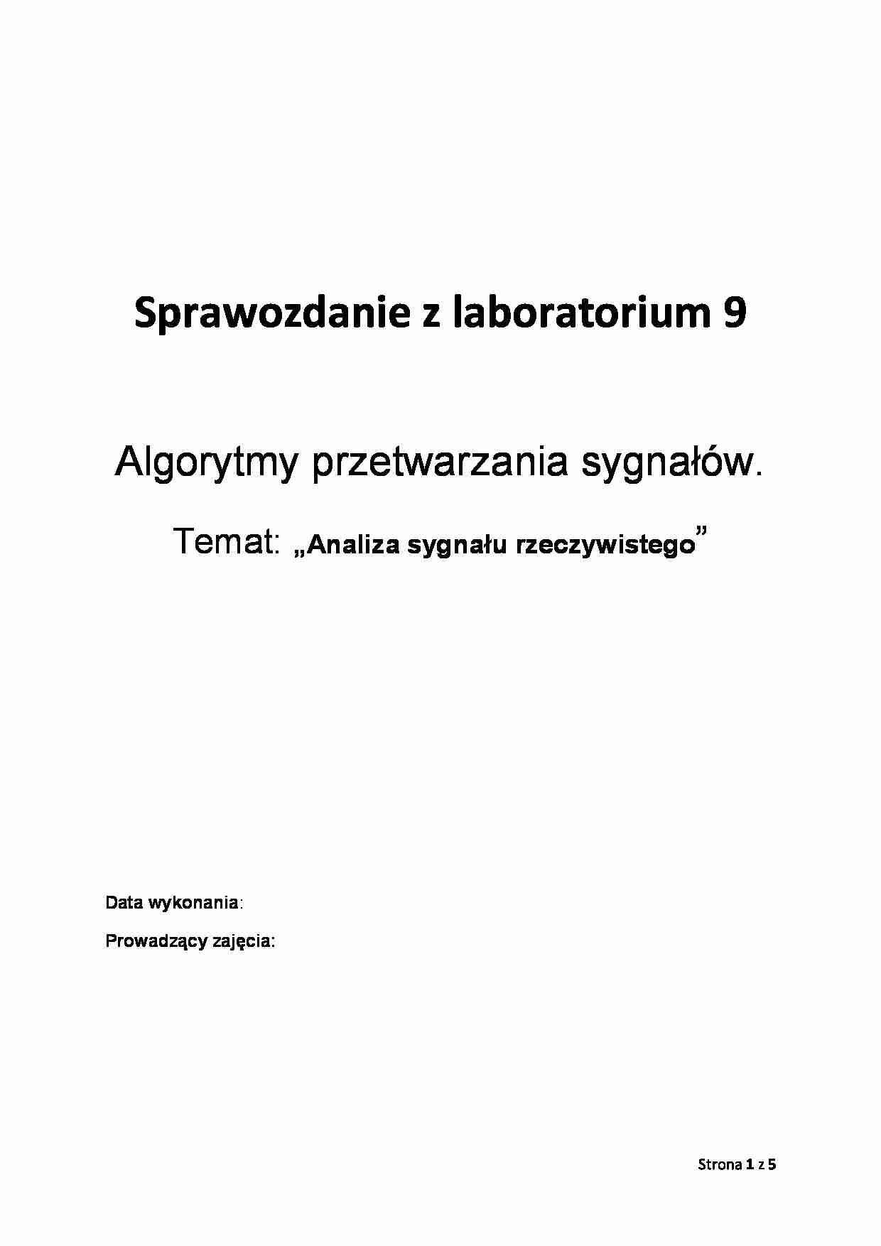 Analiza sygnału rzeczywistego - sprawozdanie - strona 1