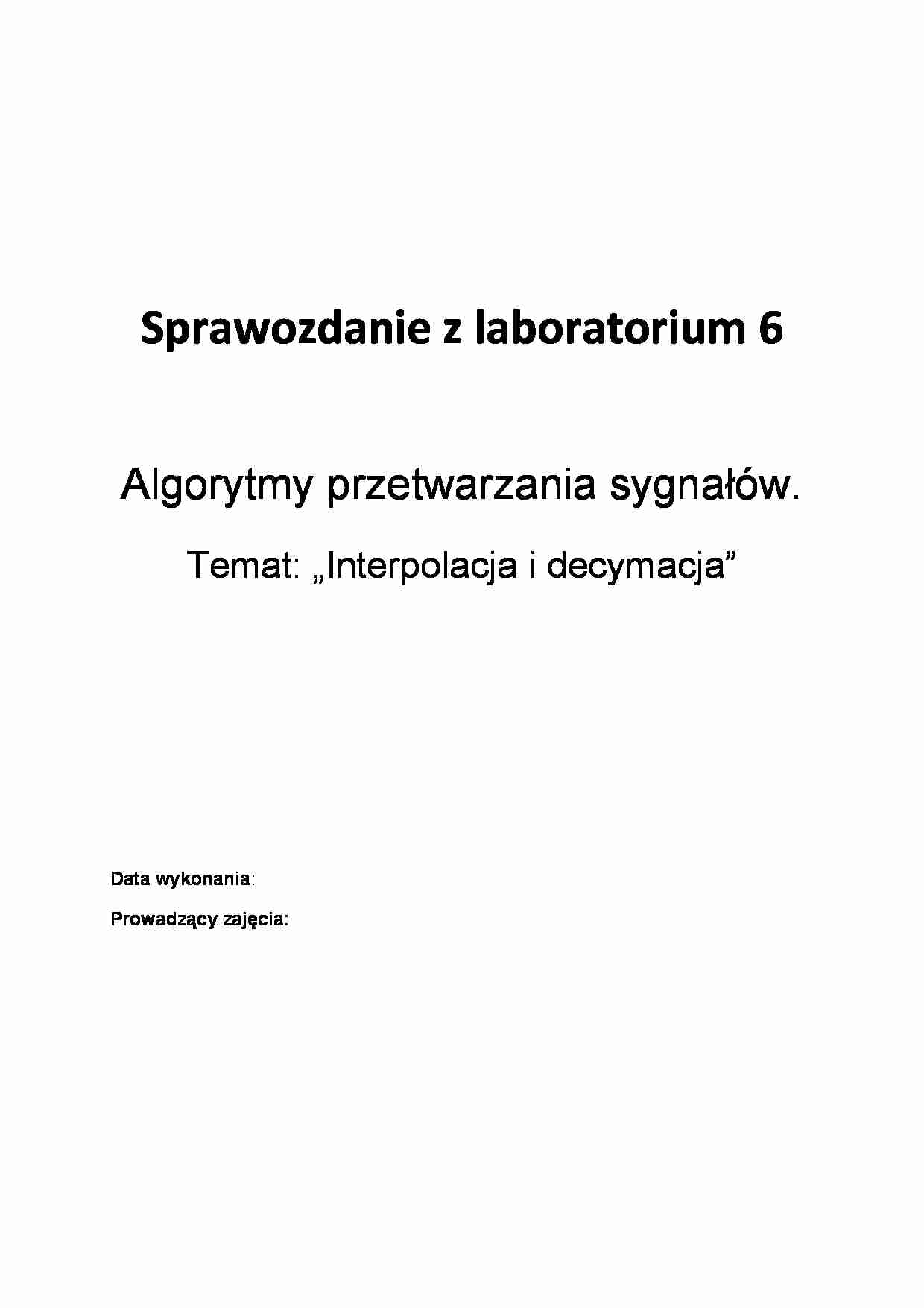 Wykład - interpolacja i decymacja sprawozdanie - strona 1