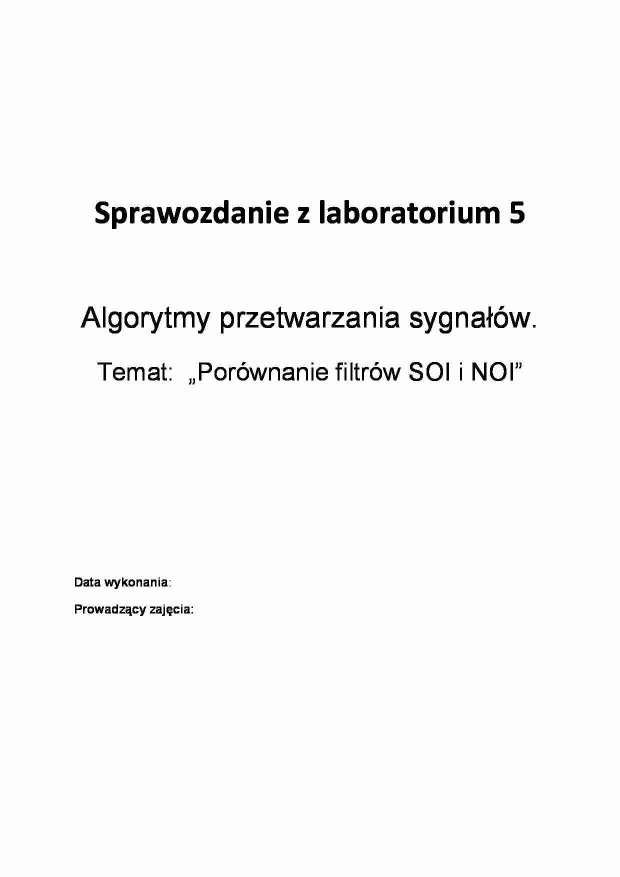 Porównywanie filtrów SOI i NOI - sprawozdanie - strona 1