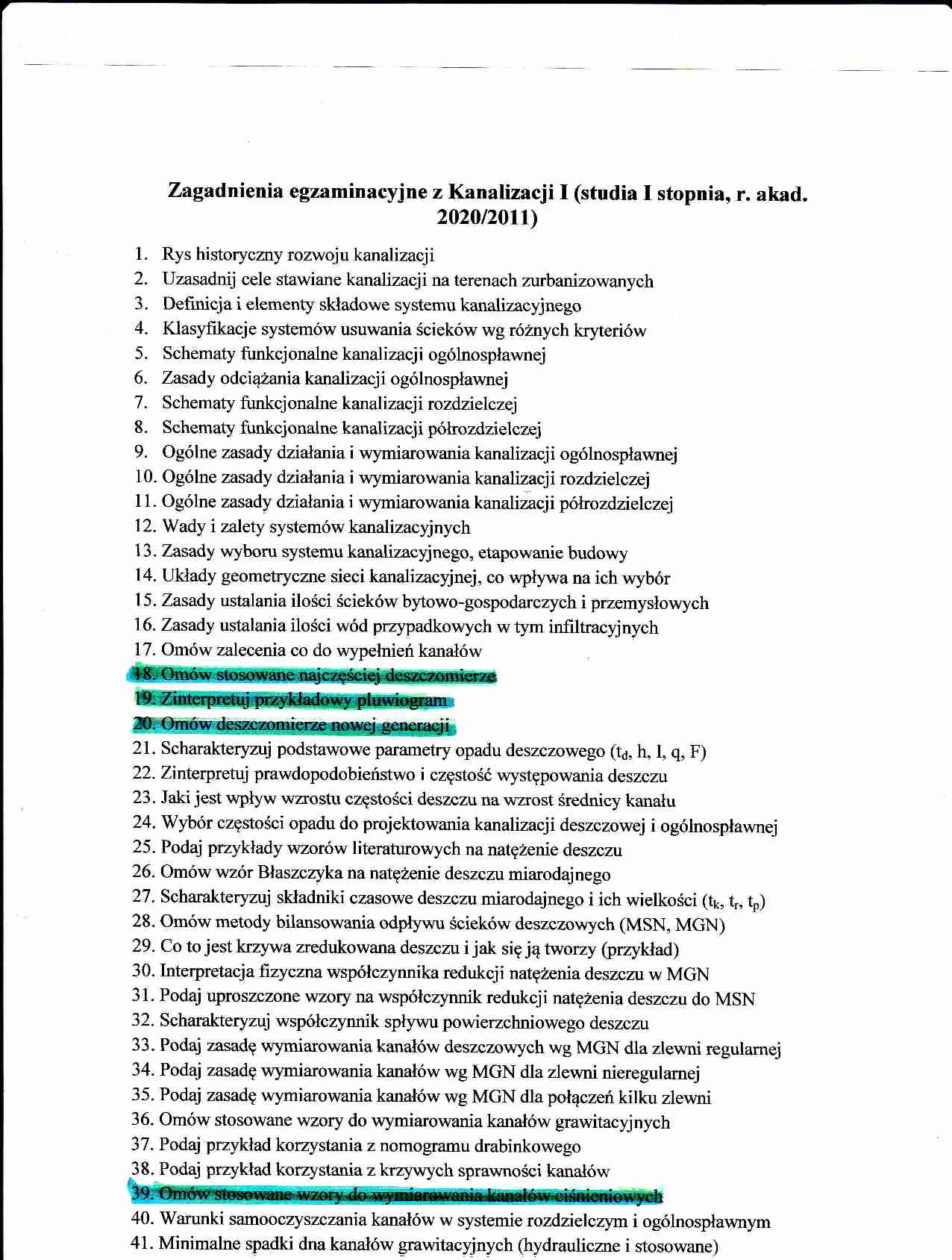 Zagadnienia do egzaminu - strona 1