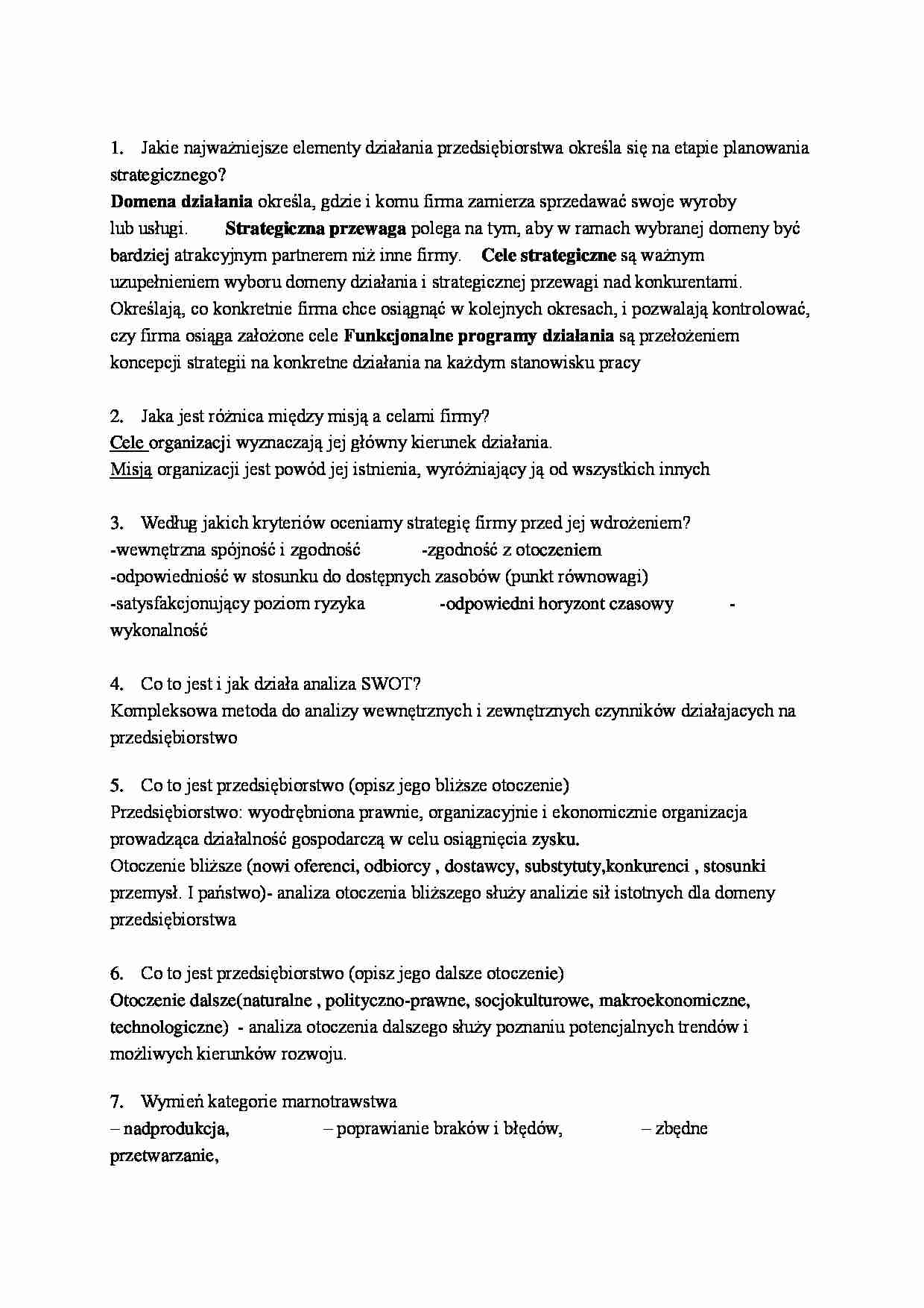 Działanie przedsiębiorstwa - wykład - strona 1