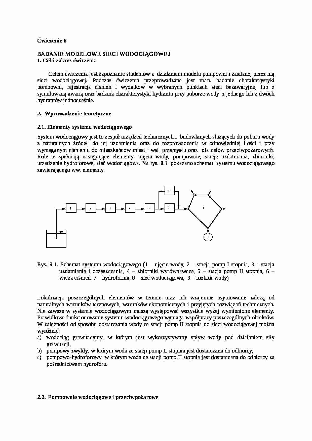 Badanie modelowe sieci wodociągowej - sprawozdanie - strona 1