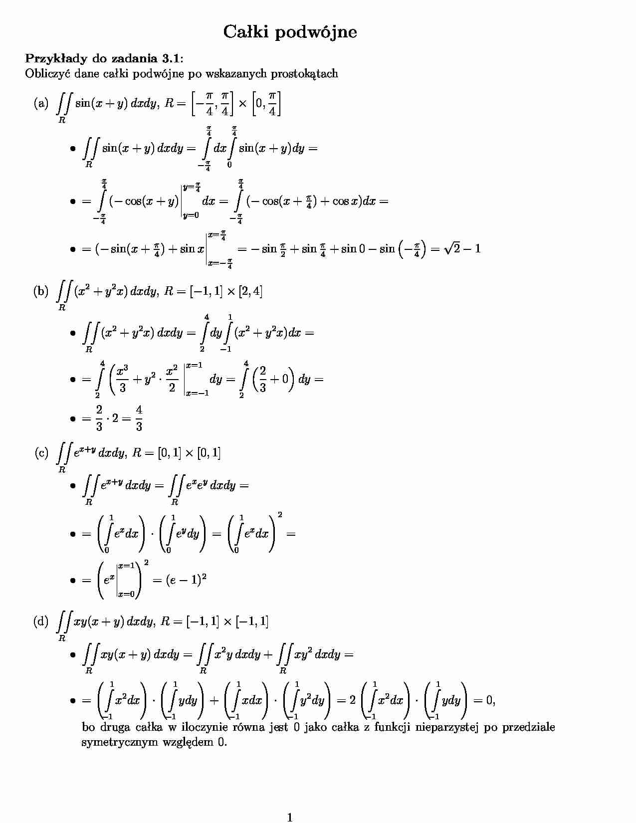 Całki potrójne - ćwiczenia - strona 1