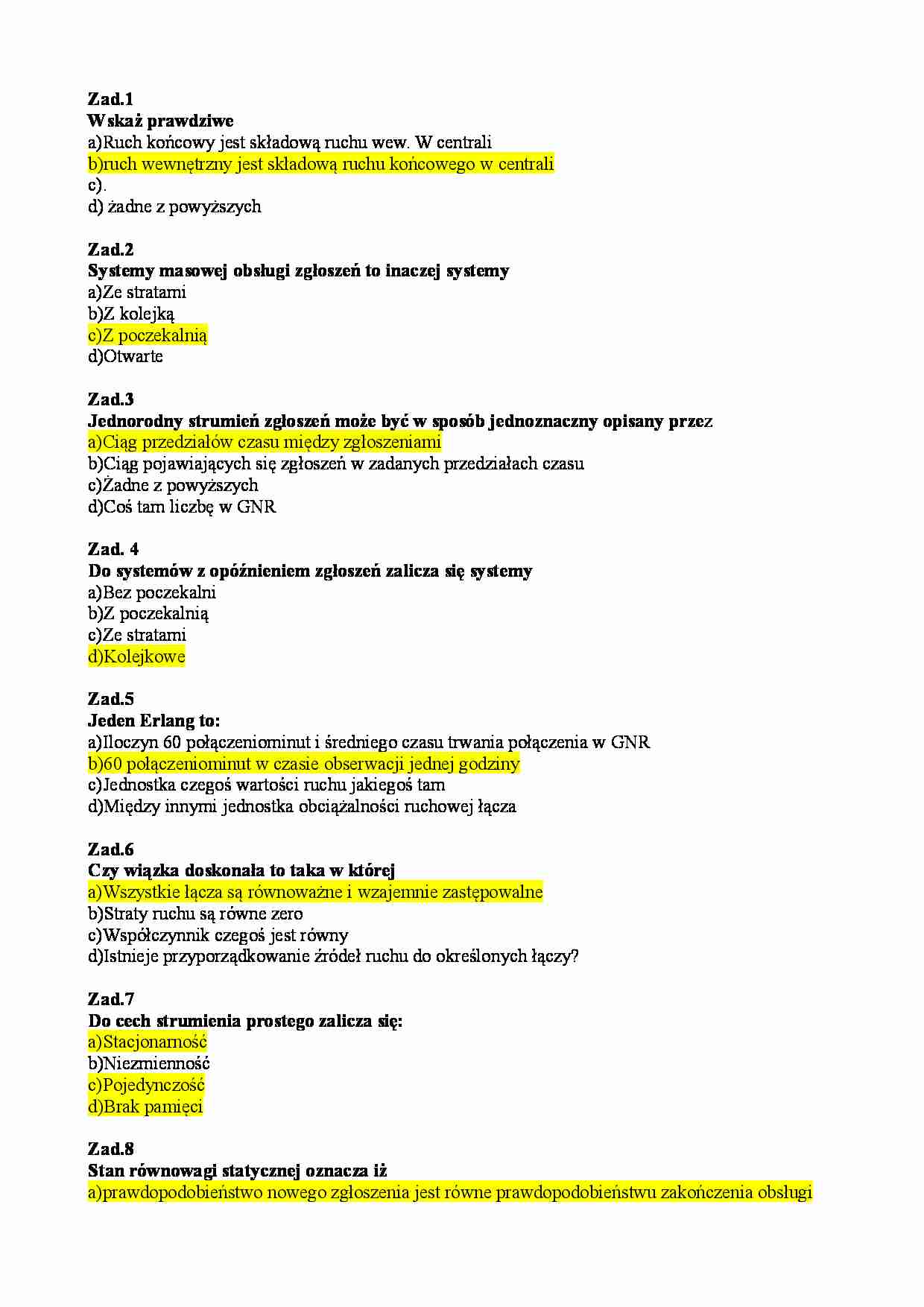 Inżynieria ruchu - ćwiczenia - Rozkład wykładniczy - strona 1