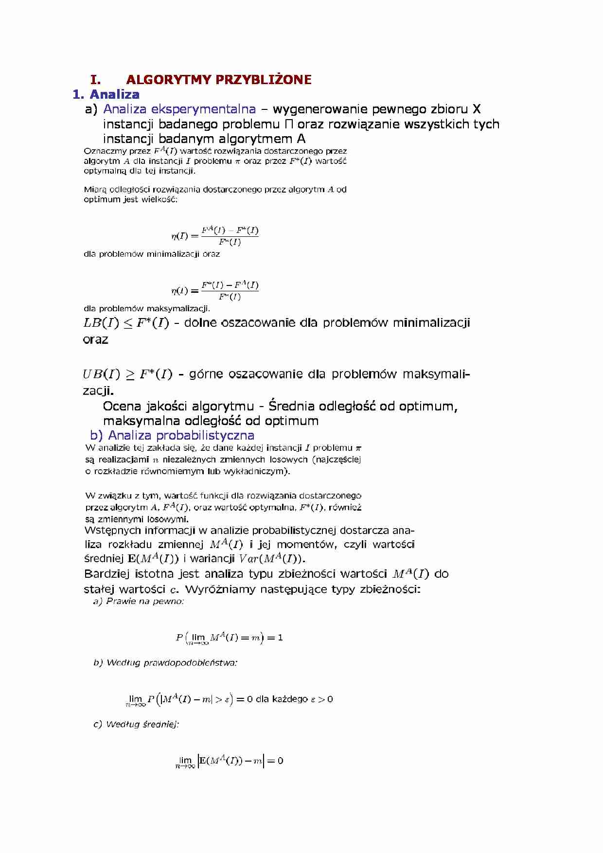 Algorytmy przybliżone - wykład - strona 1