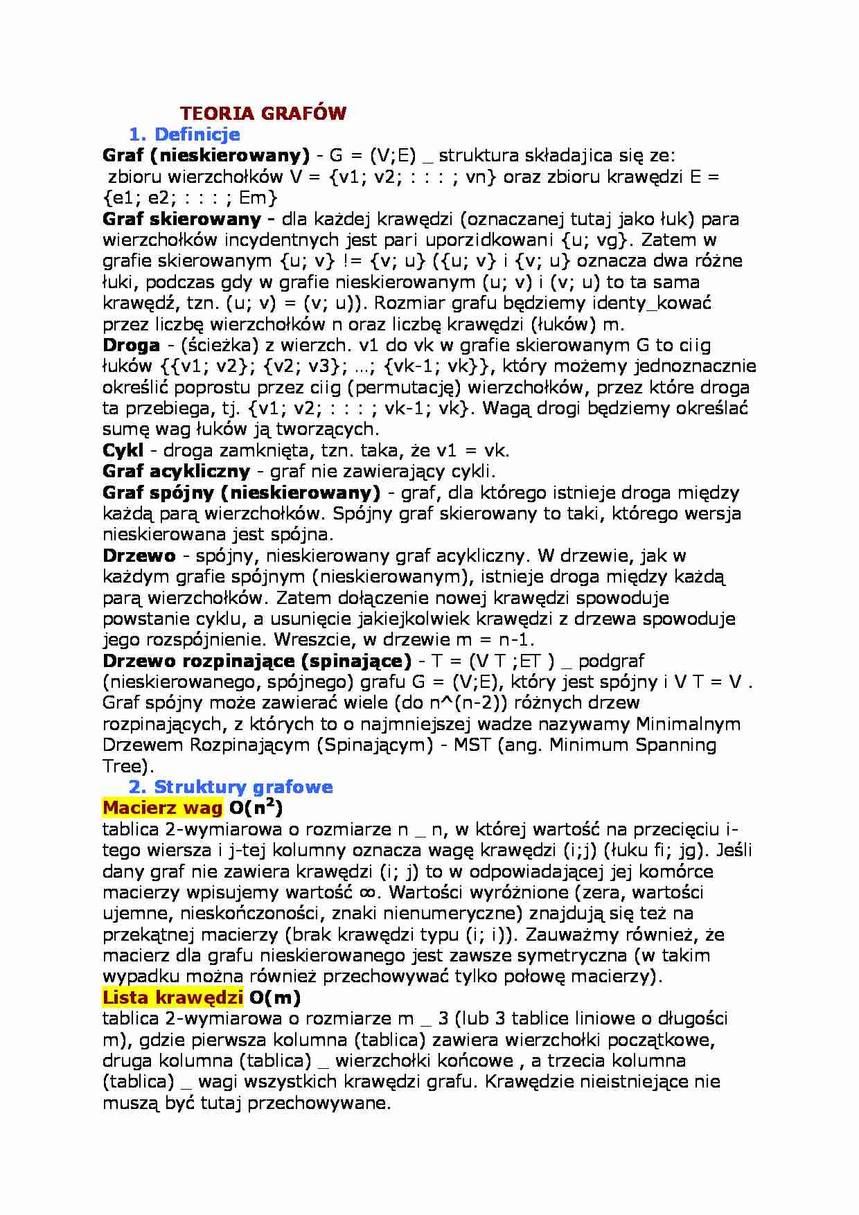 Teoria grafów - wykład - strona 1
