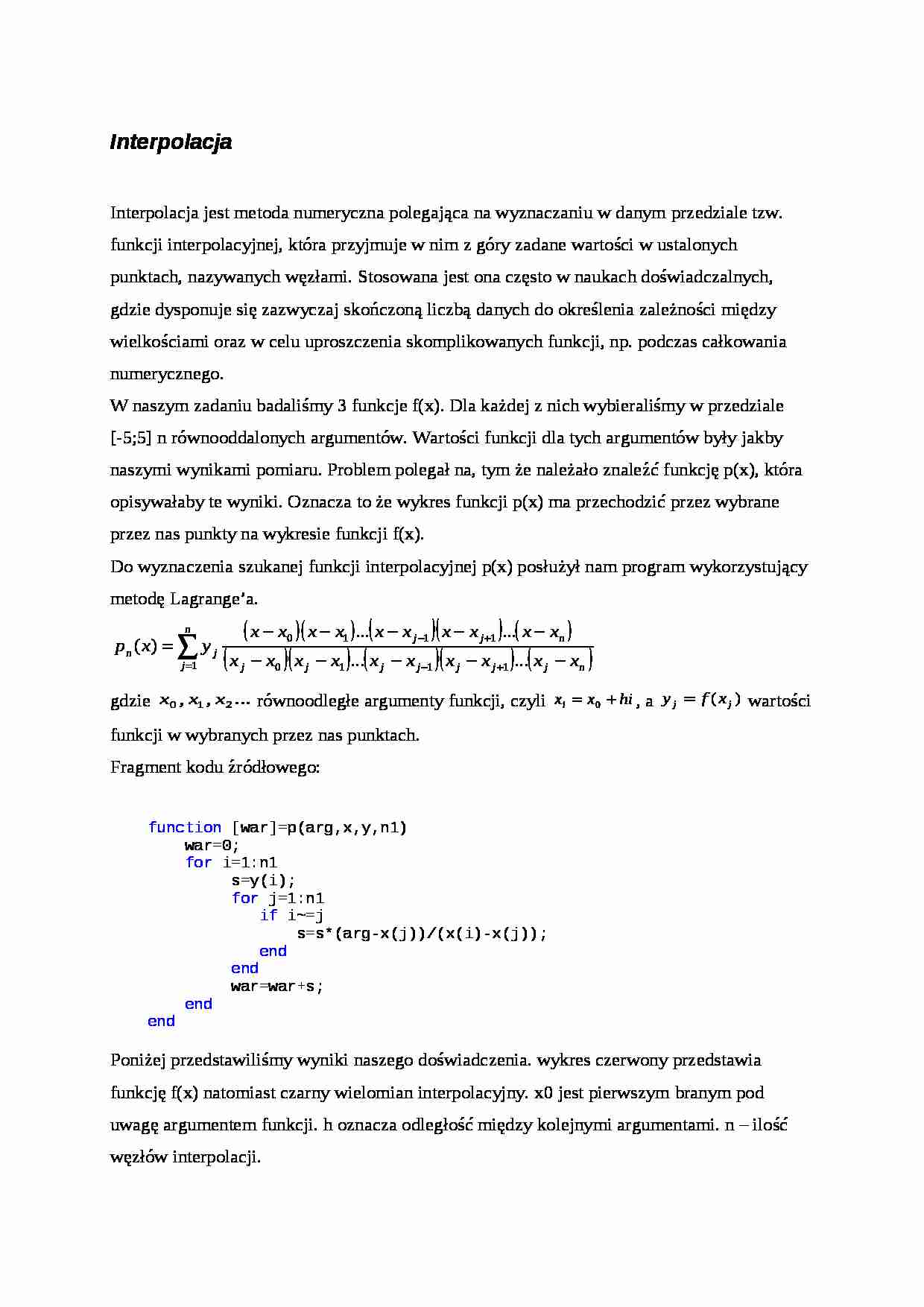 Wykład - interpolacja - strona 1
